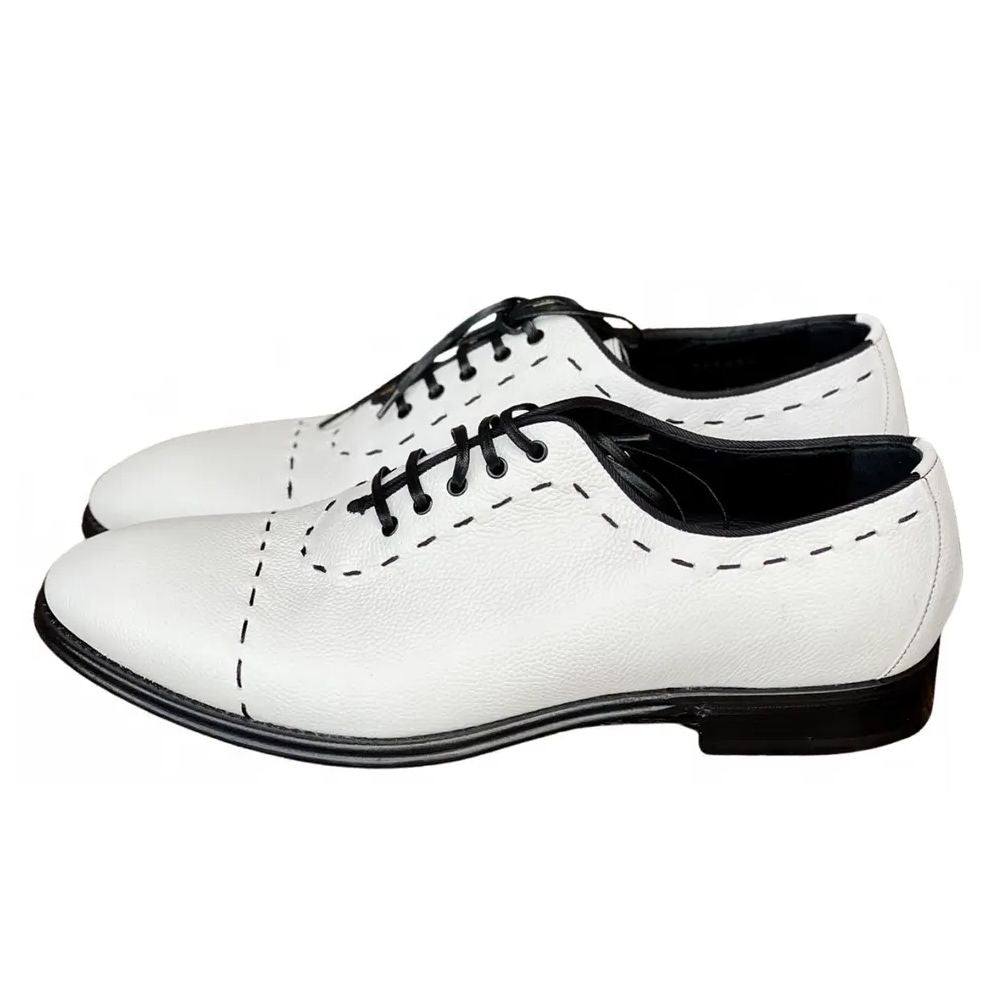 Dolce &amp; Gabbana White Leather Di Calfskin Formal