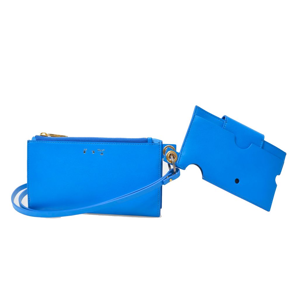 Off-White Blaue Leder-Umhängetasche