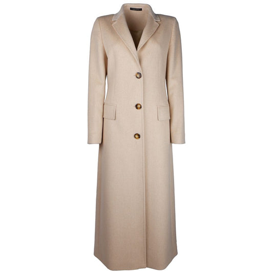 Made in Italy Beige Wool Virgin Jackets &amp; Coats