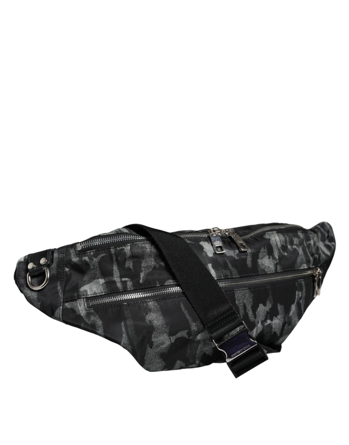 Dolce &amp; Gabbana Black Leopard Fabric Belt Waist Fanny Pack Bag