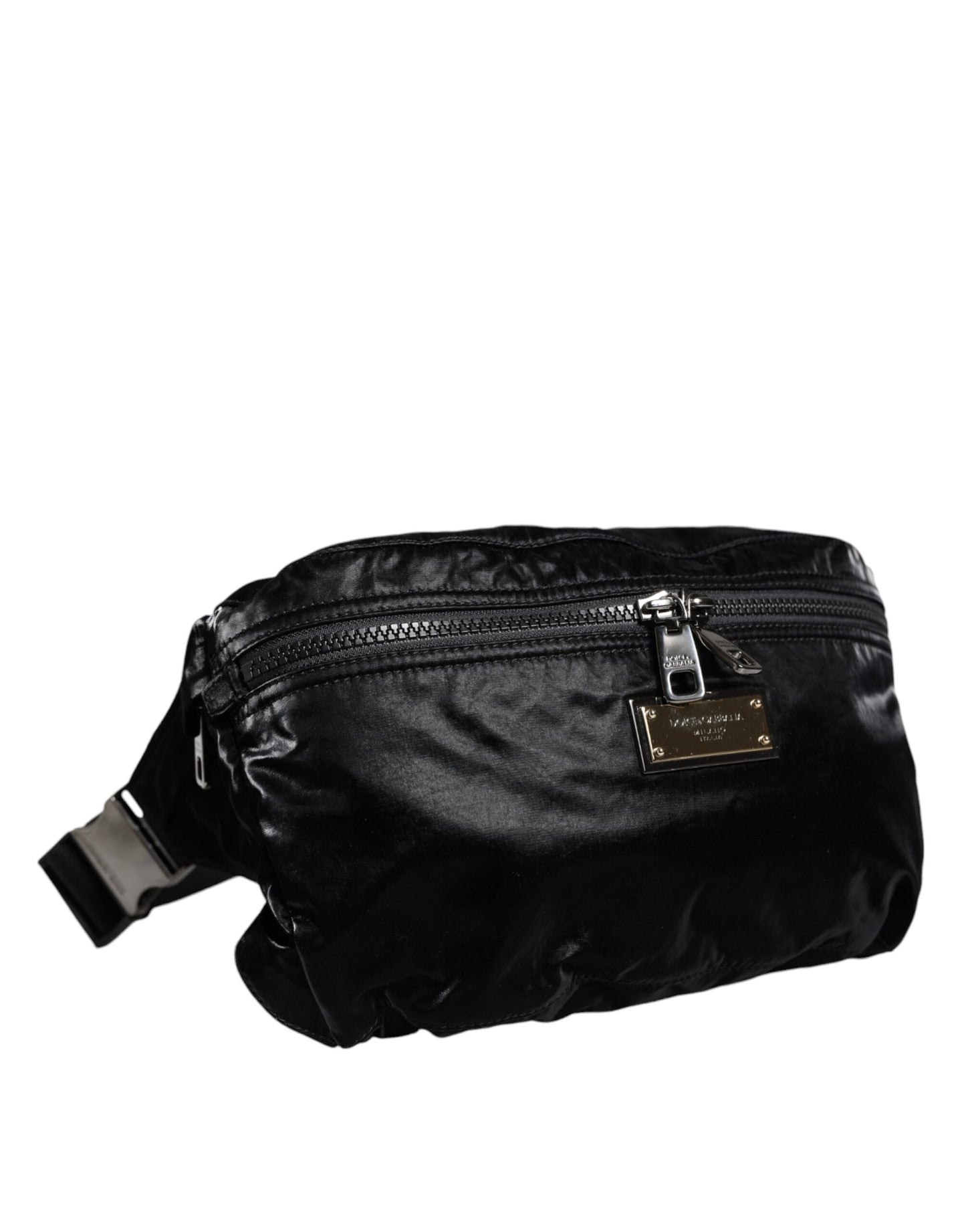 Dolce &amp; Gabbana Black Nylon Fabric Belt Waist Fanny Pack Bag