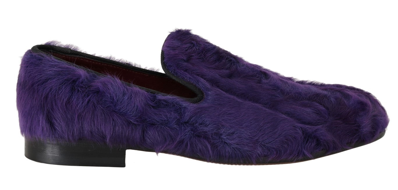 Dolce &amp; Gabbana Plush Purple Sheepskin Loafers