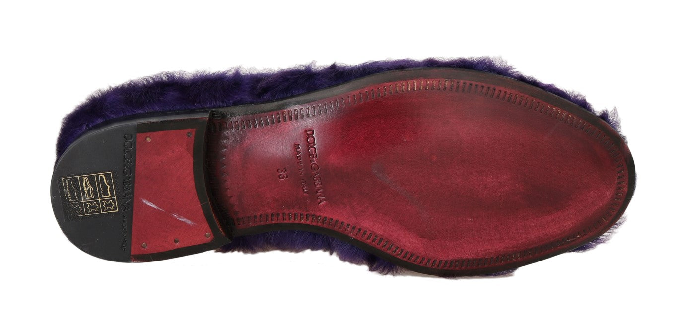 Dolce &amp; Gabbana Plush Purple Sheepskin Loafers