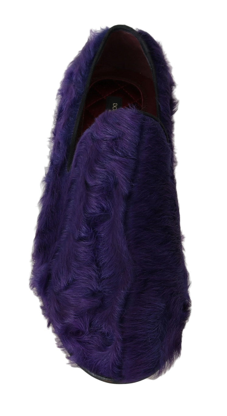 Dolce &amp; Gabbana Plush Purple Sheepskin Loafers