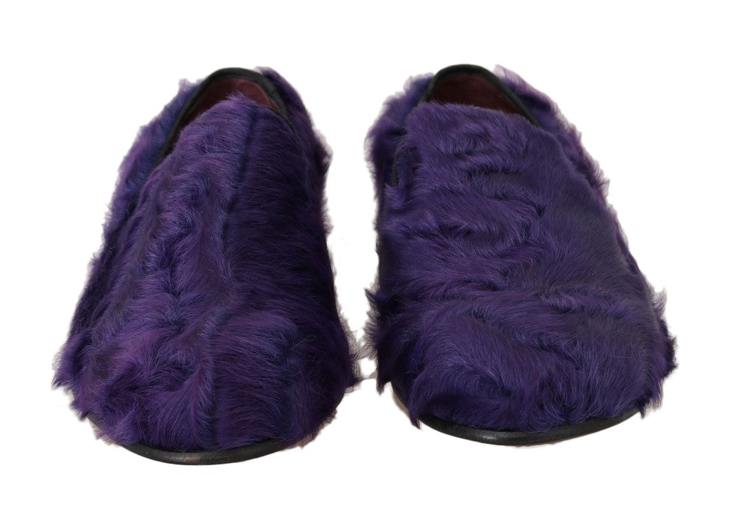 Dolce &amp; Gabbana Plush Purple Sheepskin Loafers