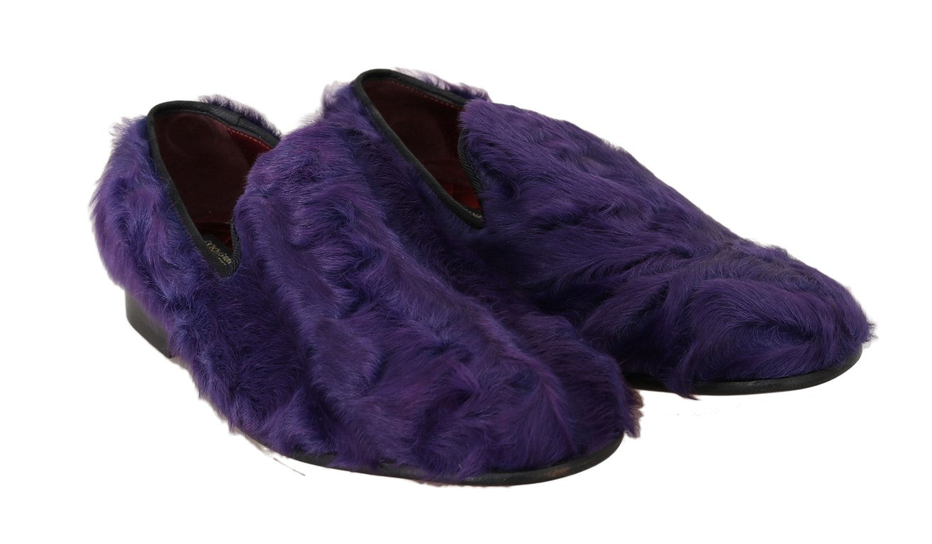 Dolce &amp; Gabbana Plush Purple Sheepskin Loafers