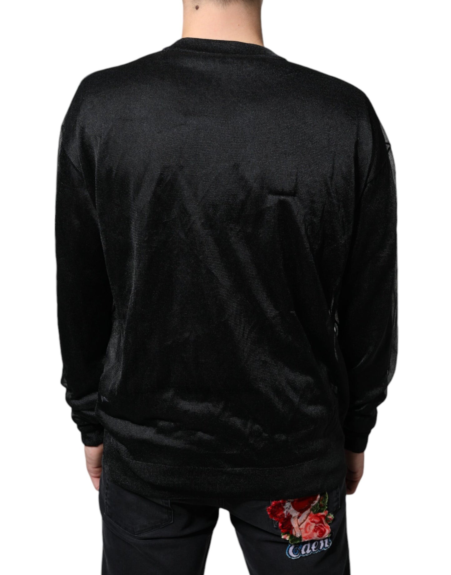 Dolce &amp; Gabbana Black Polyester Pullover Sweatshirt Sweater