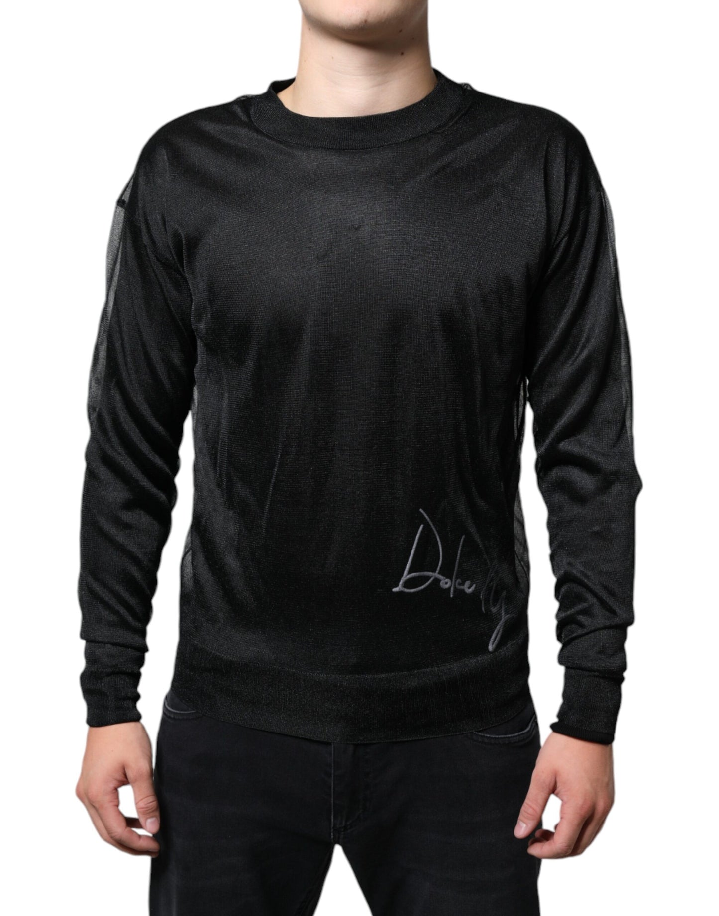 Dolce &amp; Gabbana Black Polyester Pullover Sweatshirt Sweater