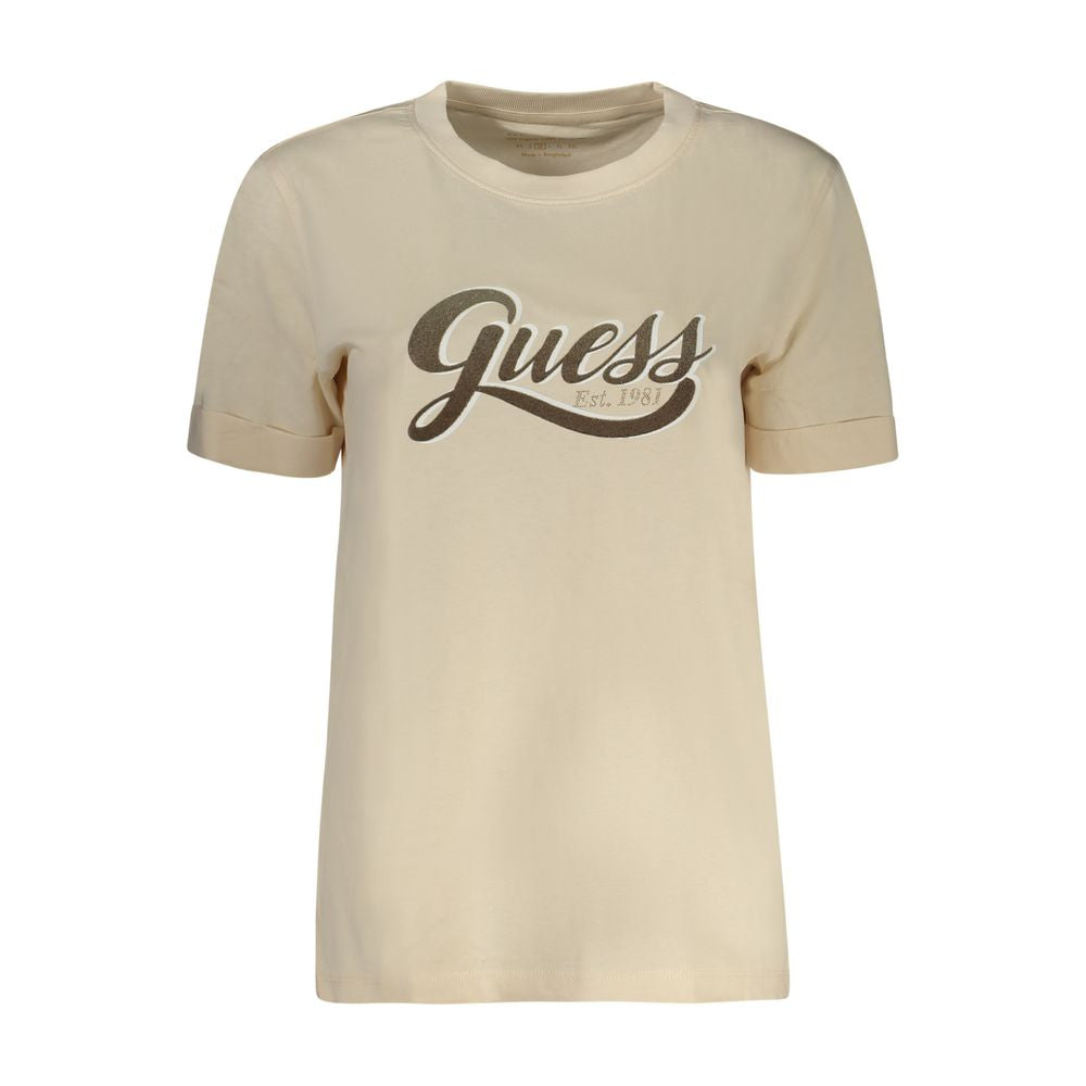 Guess Jeans Beige Cotton Tops &amp; T-Shirt