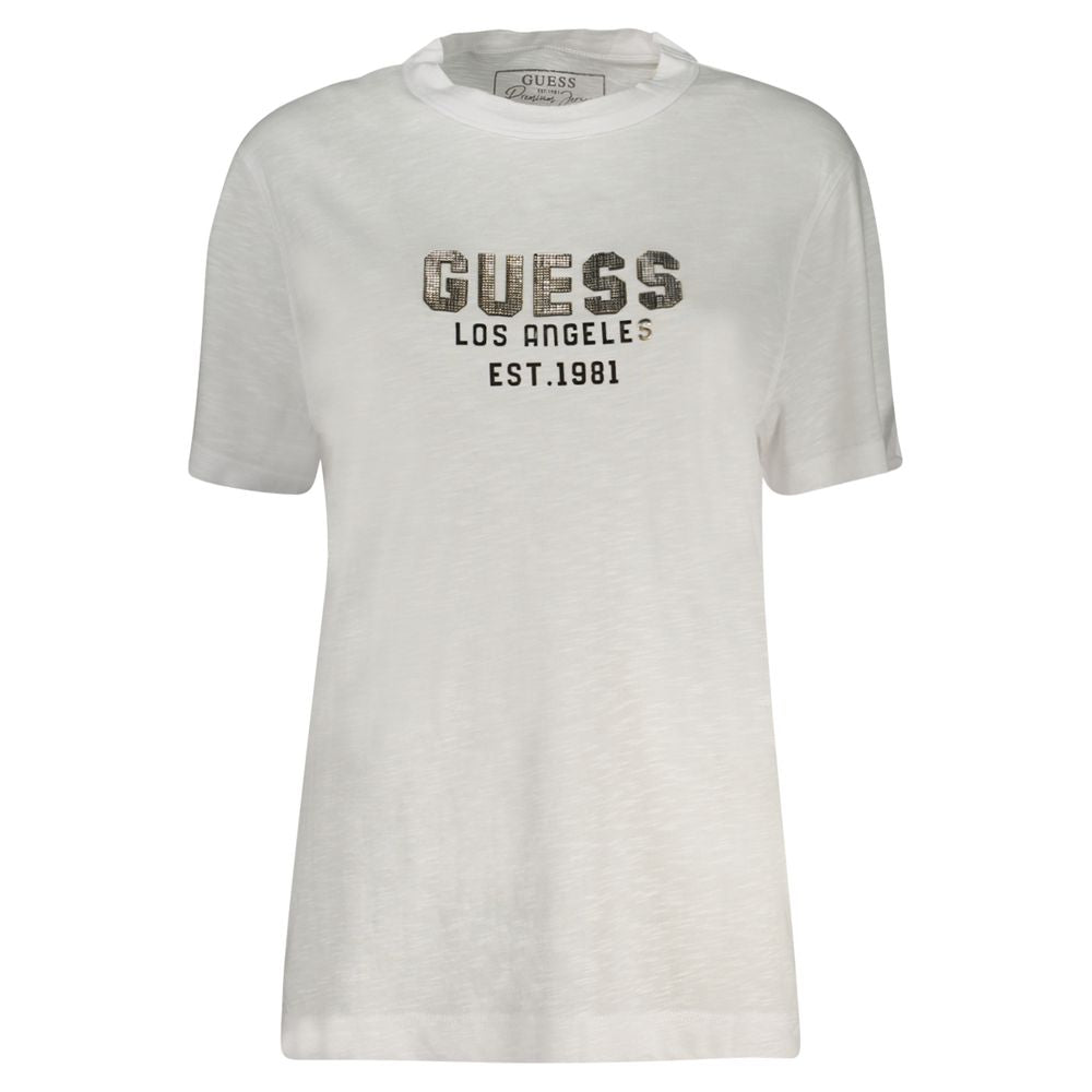 Guess Jeans White Cotton Tops &amp; T-Shirt