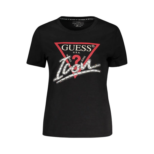 Guess Jeans Black Cotton Tops &amp; T-Shirt