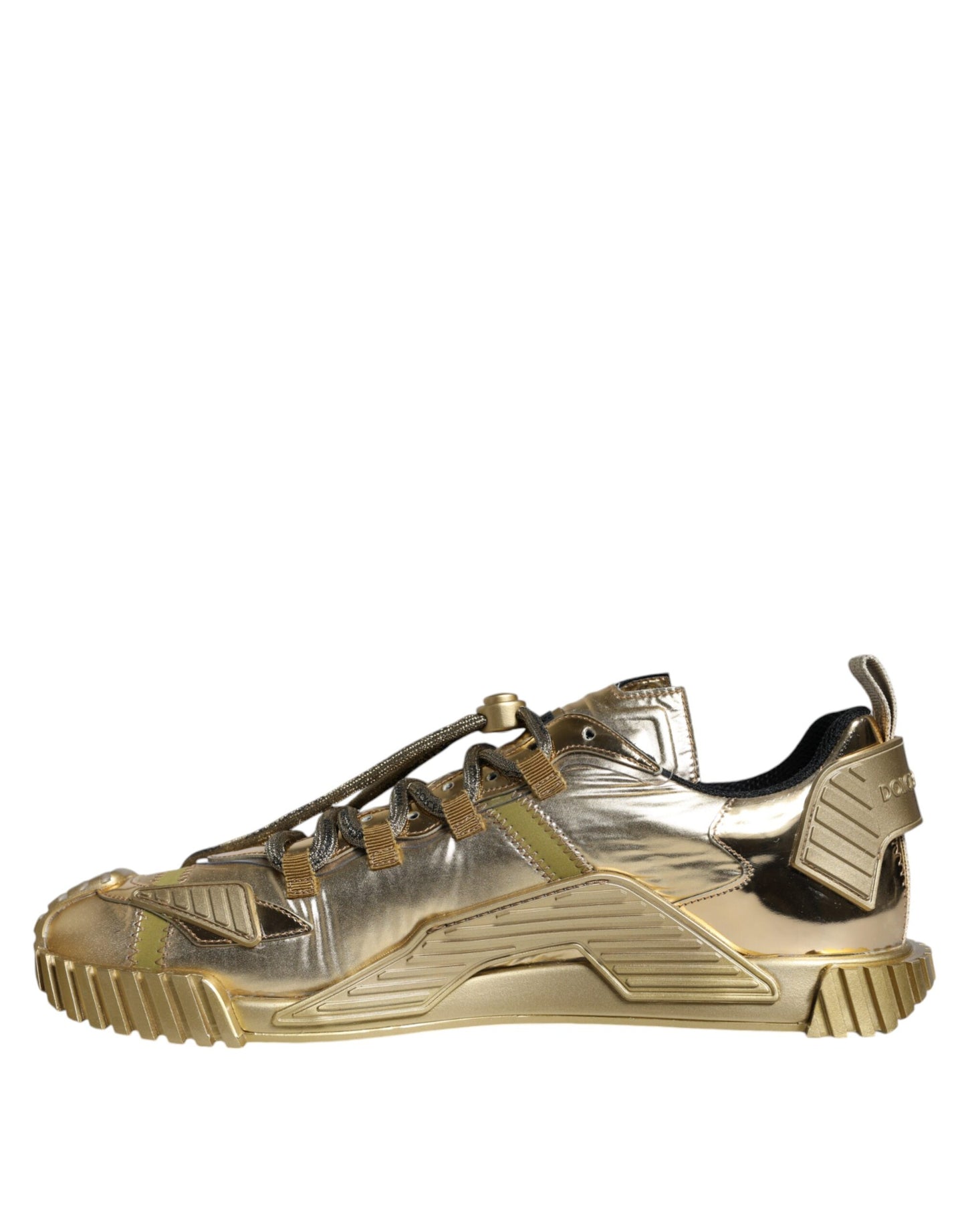 Dolce &amp; Gabbana Gold Stretch Lace Up NS1 Sneakers Shoes