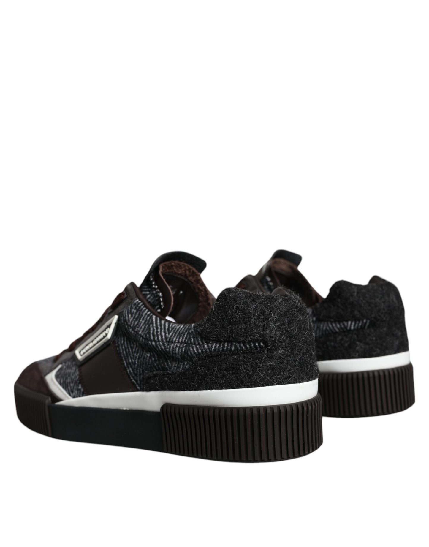 Dolce &amp; Gabbana Black White Leather Miami Low Top Sneaker Shoes