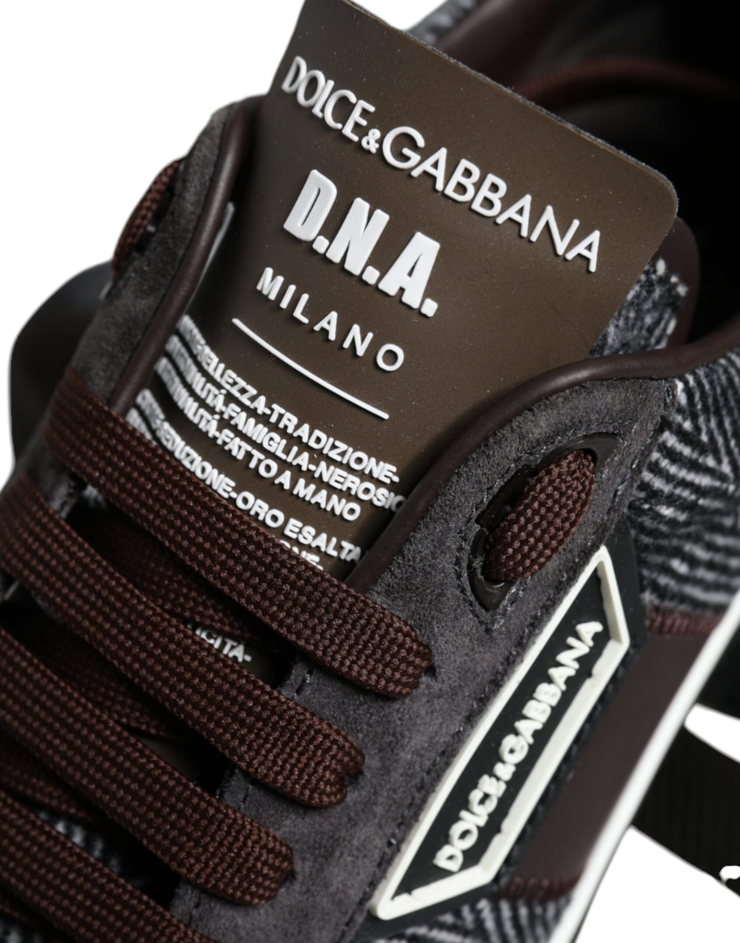 Dolce &amp; Gabbana Black White Leather Miami Low Top Sneaker Shoes