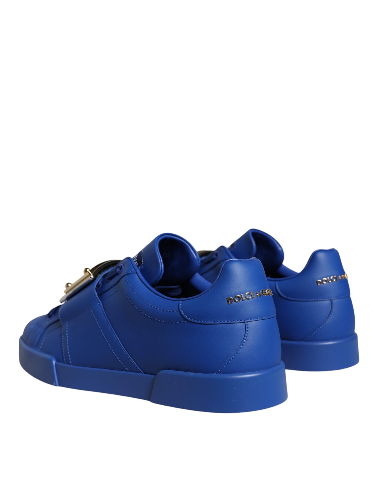 Dolce &amp; Gabbana Blue Leather Low Top Portofino Sneakers Shoes