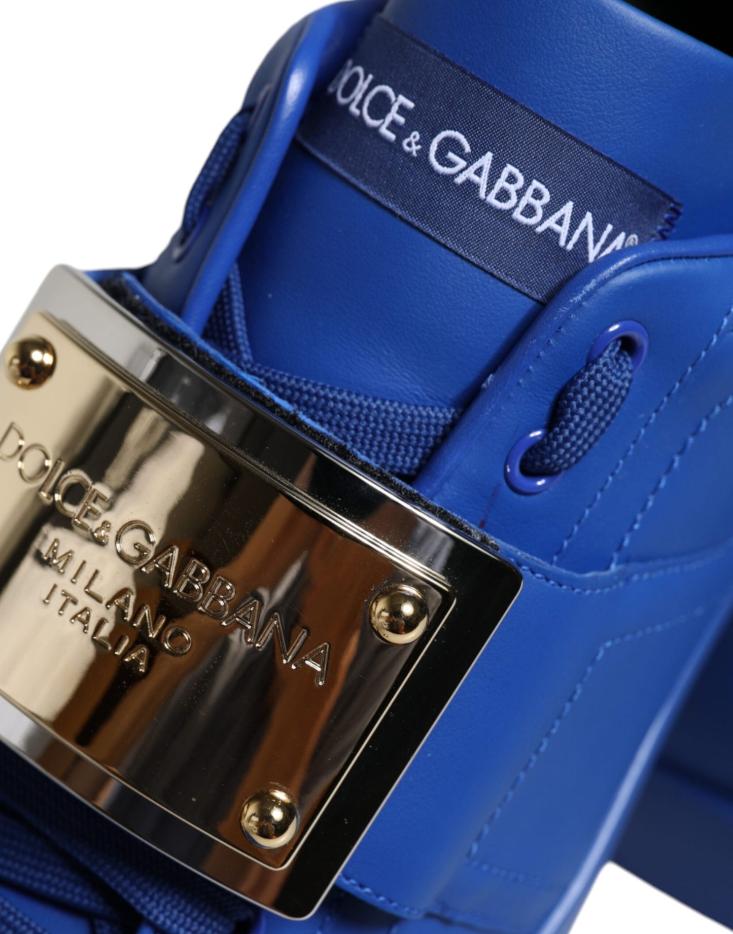 Dolce &amp; Gabbana Blue Leather Low Top Portofino Sneakers Shoes