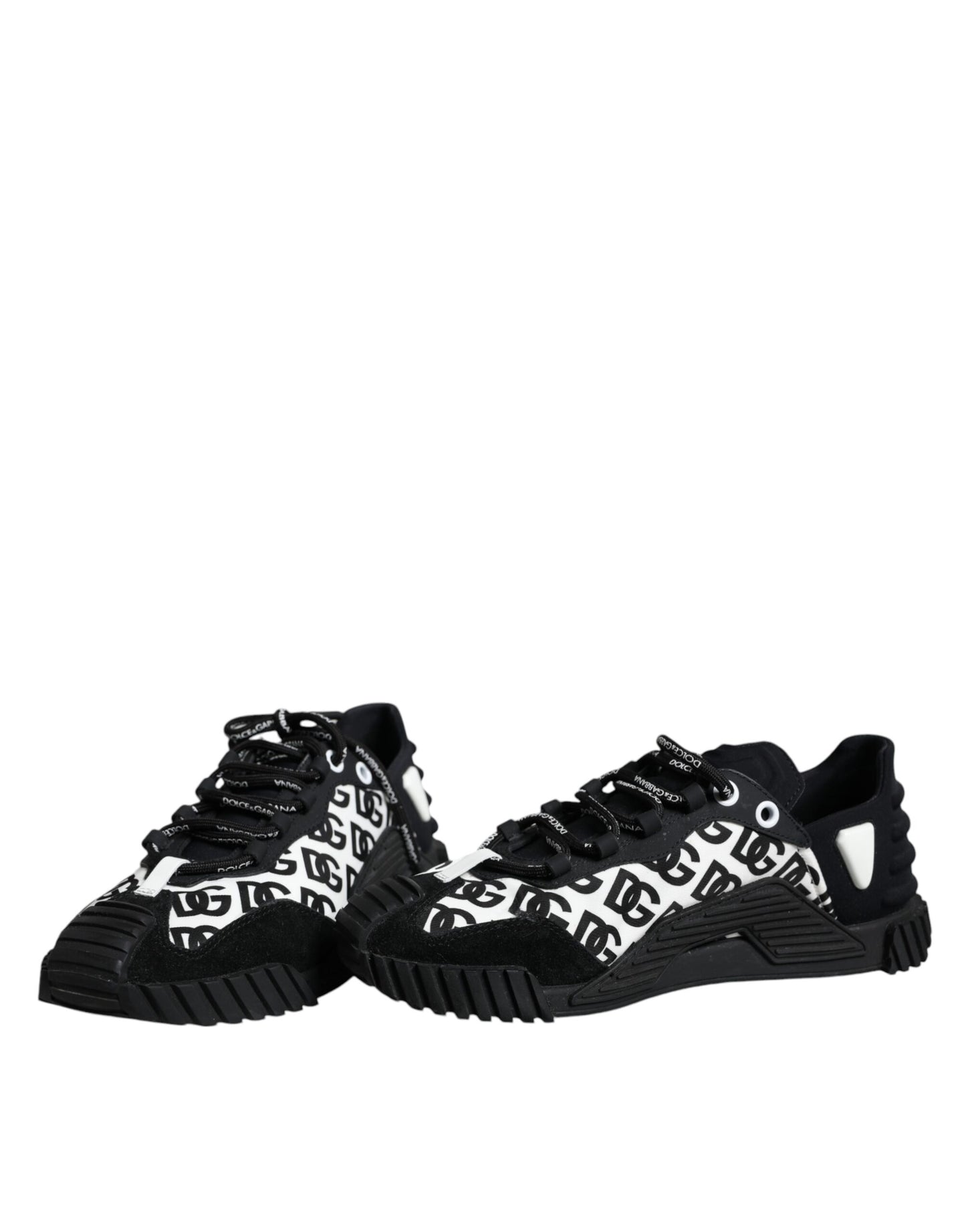 Dolce &amp; Gabbana Black Logo Lace Up Low Top NS1 Sneakers Shoes