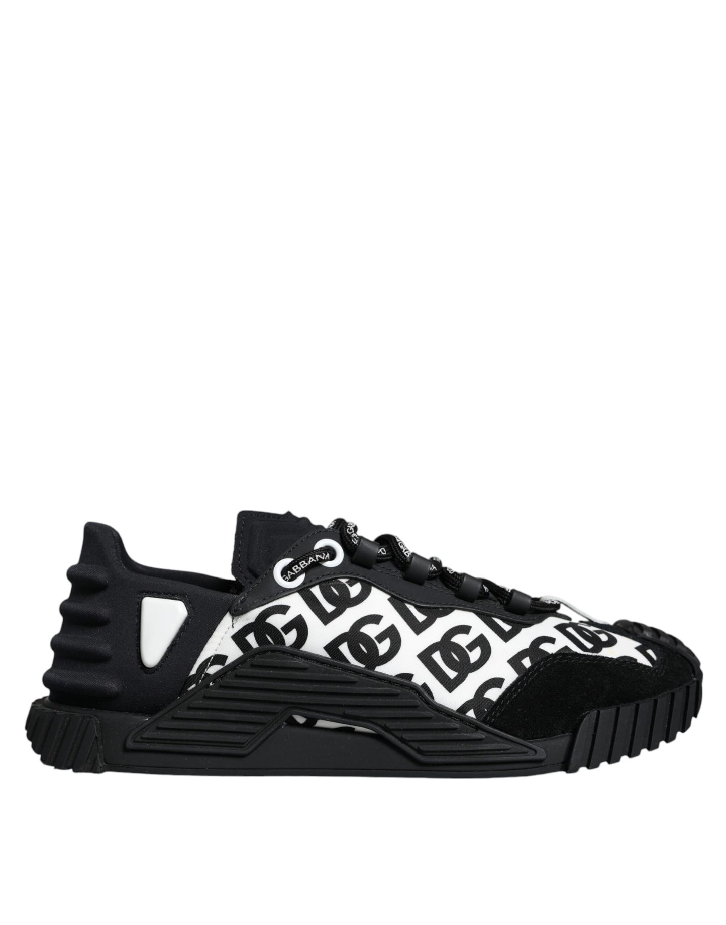 Dolce &amp; Gabbana Black Logo Lace Up Low Top NS1 Sneakers Shoes