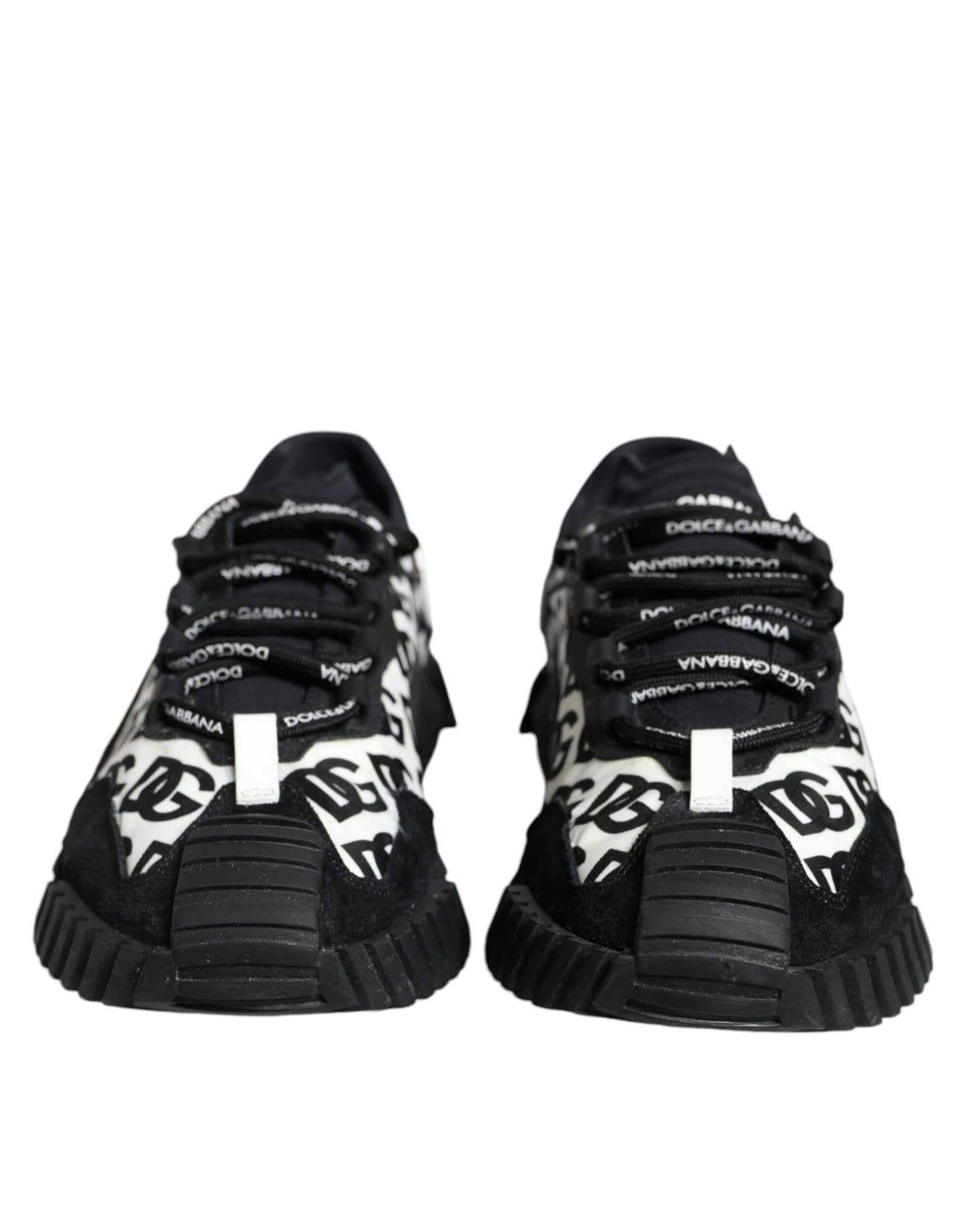 Dolce &amp; Gabbana Black Logo Lace Up Low Top NS1 Sneakers Shoes