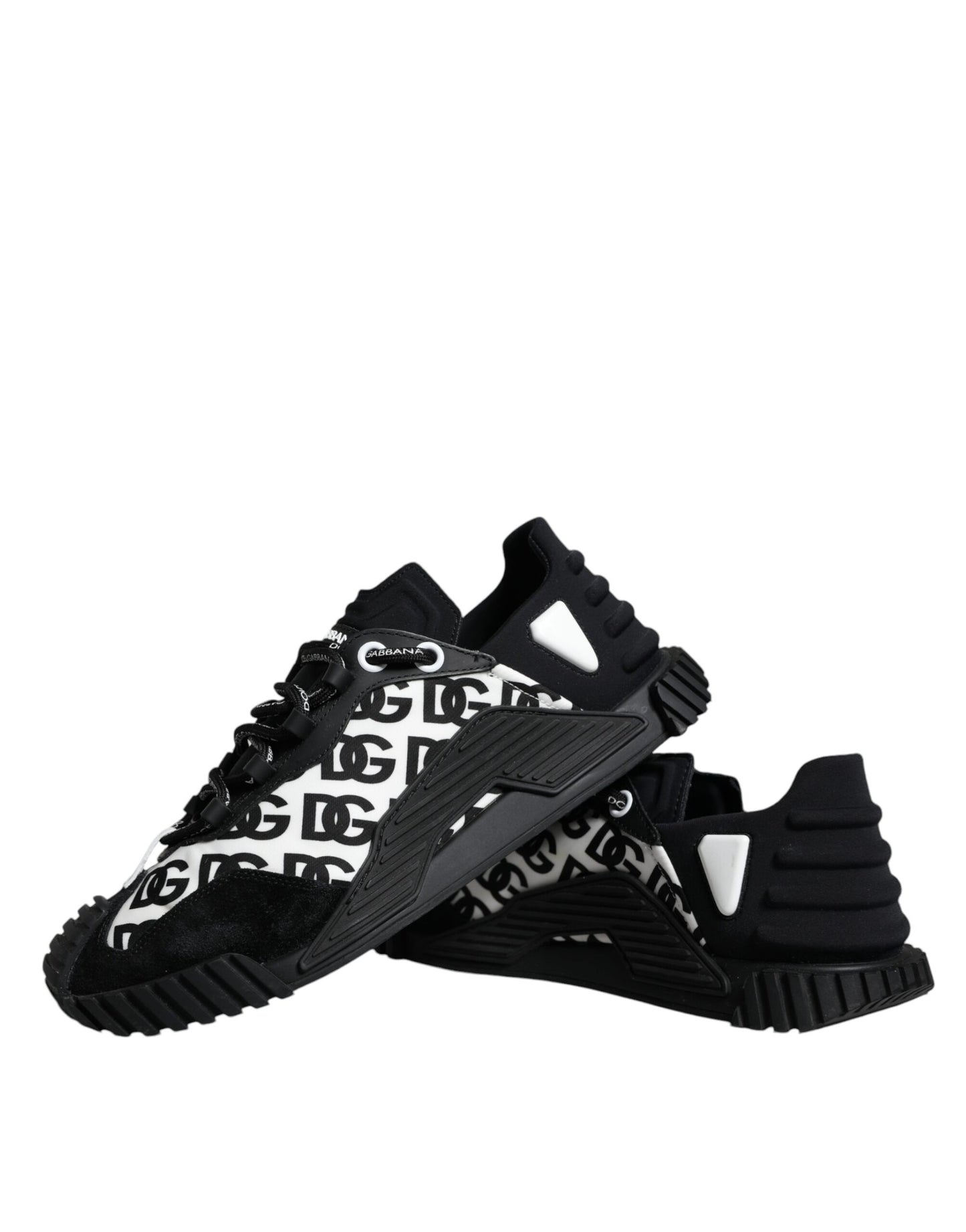 Dolce &amp; Gabbana Black Logo Lace Up Low Top NS1 Sneakers Shoes