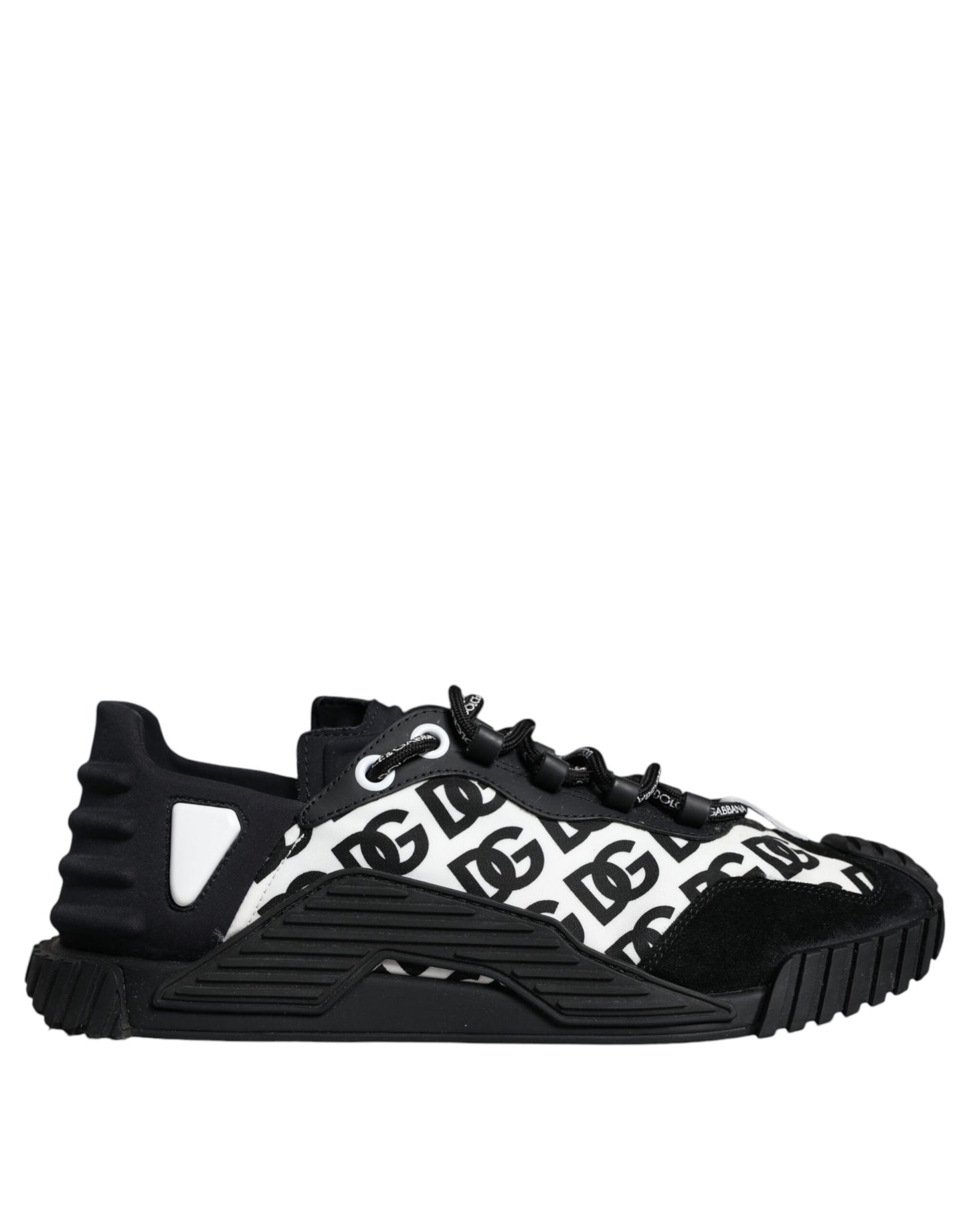 Dolce &amp; Gabbana Black Logo Lace Up Low Top NS1 Sneakers Shoes