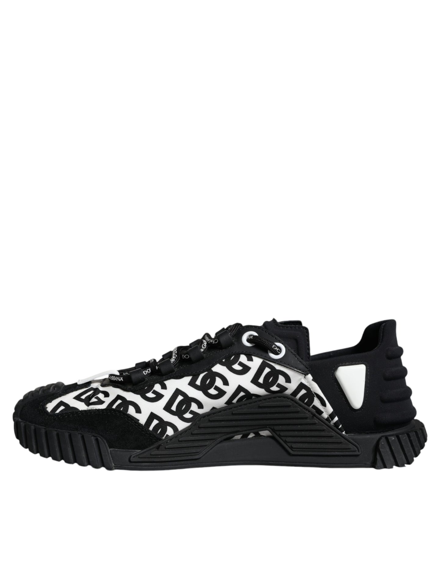 Dolce &amp; Gabbana Black Logo Lace Up Low Top NS1 Sneakers Shoes