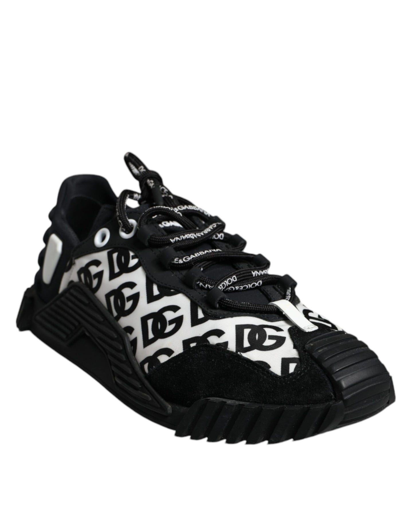 Dolce &amp; Gabbana Black Logo Lace Up Low Top NS1 Sneakers Shoes