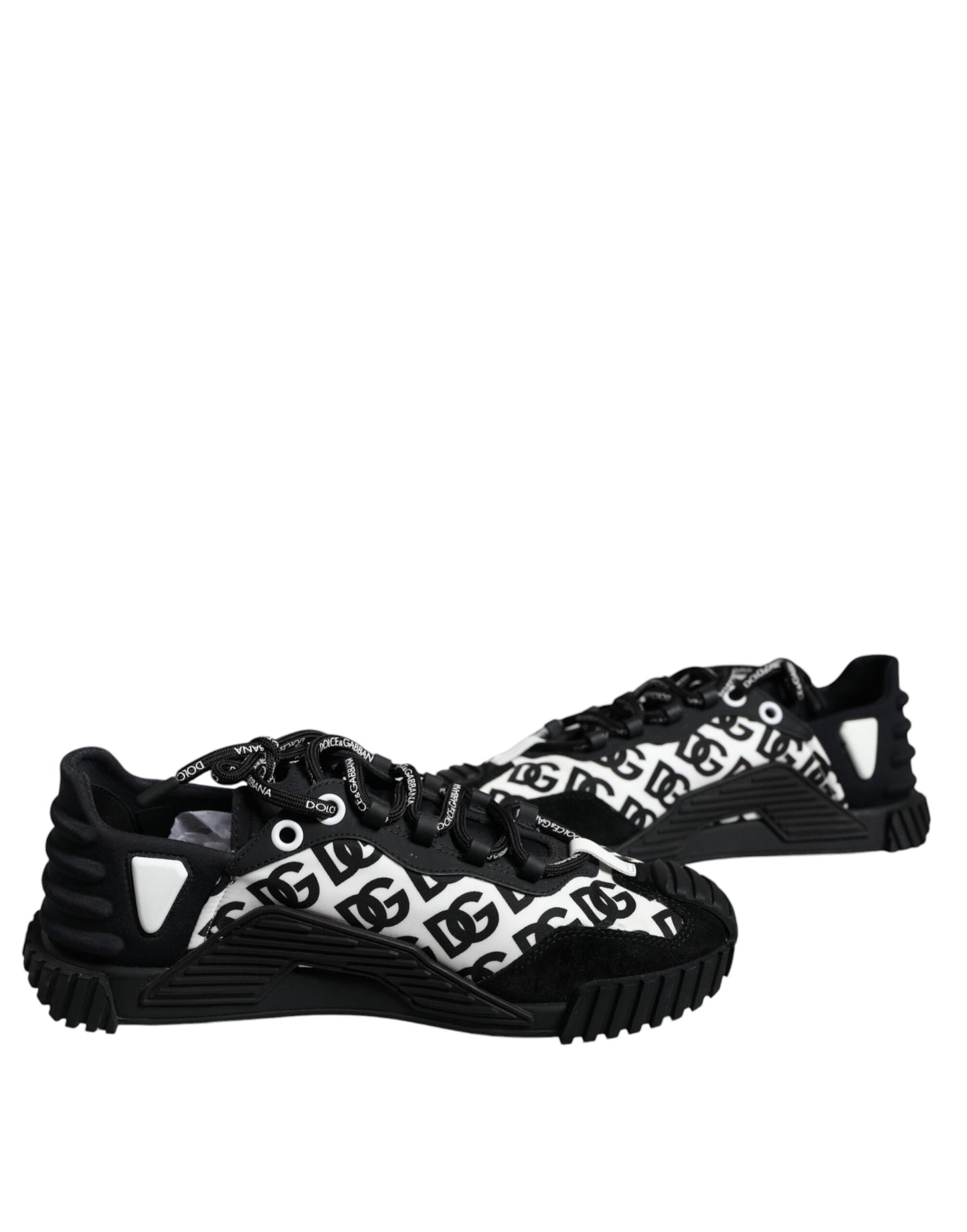 Dolce &amp; Gabbana Black Logo Lace Up Low Top NS1 Sneakers Shoes