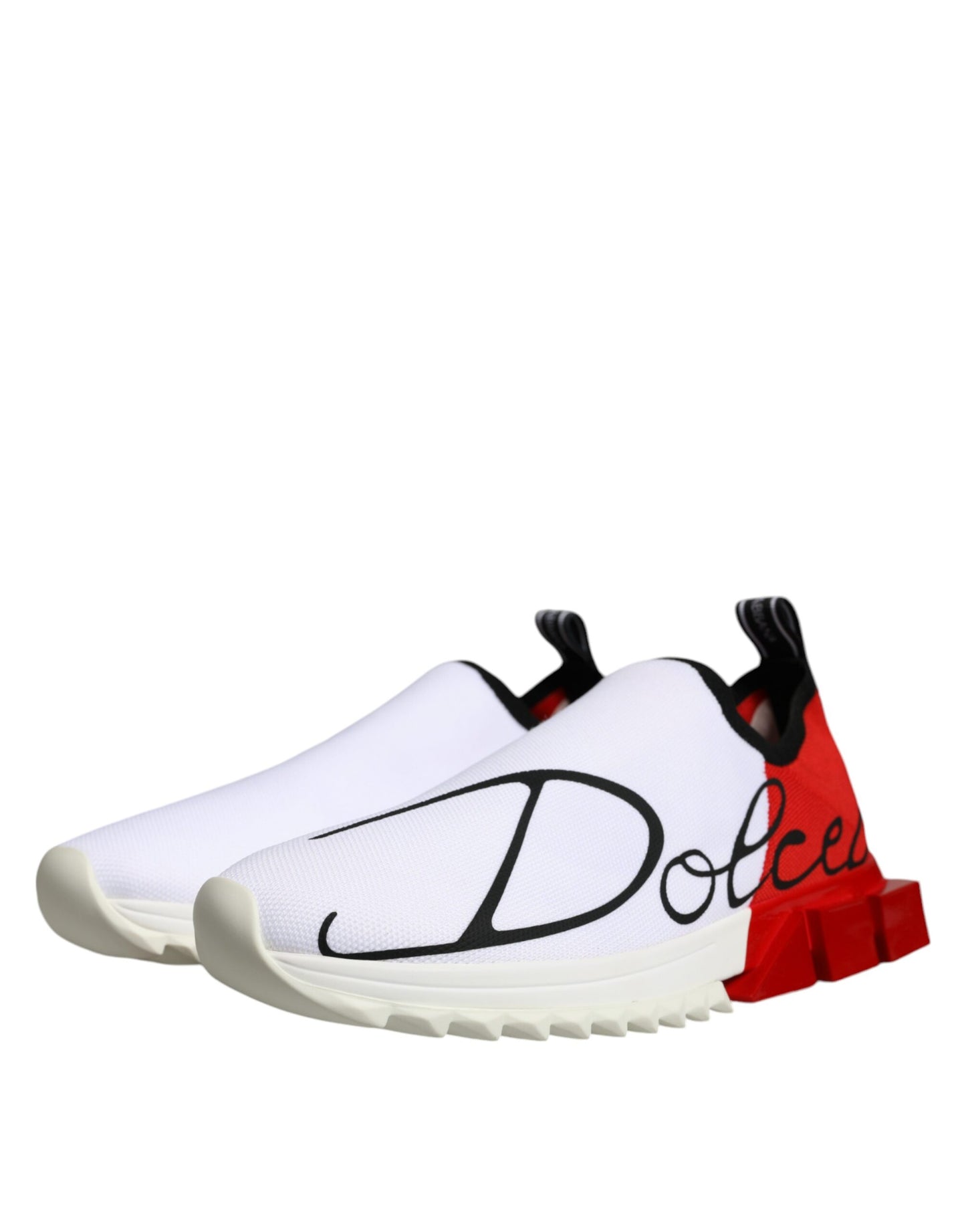 Dolce &amp; Gabbana White Red Low Top Sorrento Men Sneakers Shoes