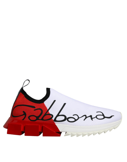 Dolce &amp; Gabbana White Red Low Top Sorrento Men Sneakers Shoes