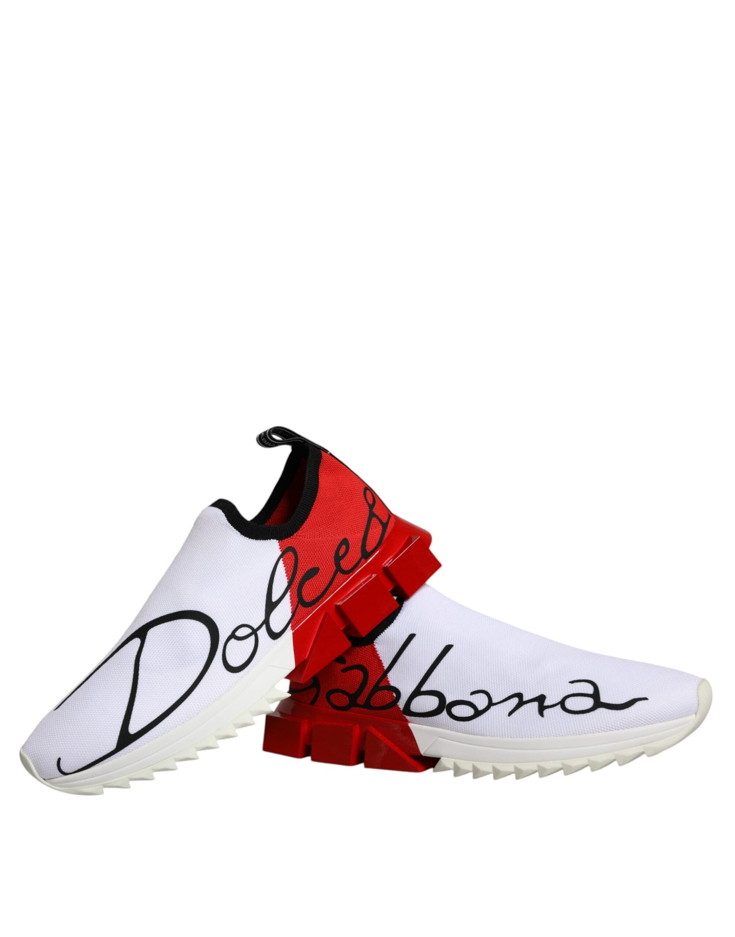 Dolce &amp; Gabbana White Red Low Top Sorrento Men Sneakers Shoes