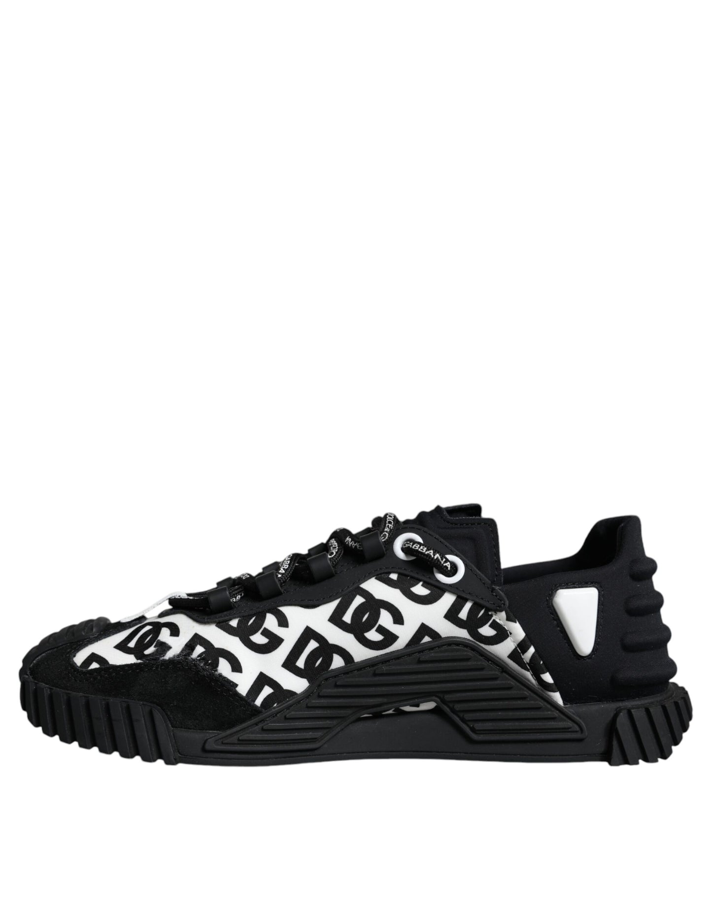 Dolce &amp; Gabbana Black Logo Lace Up Low Top NS1 Sneakers Shoes