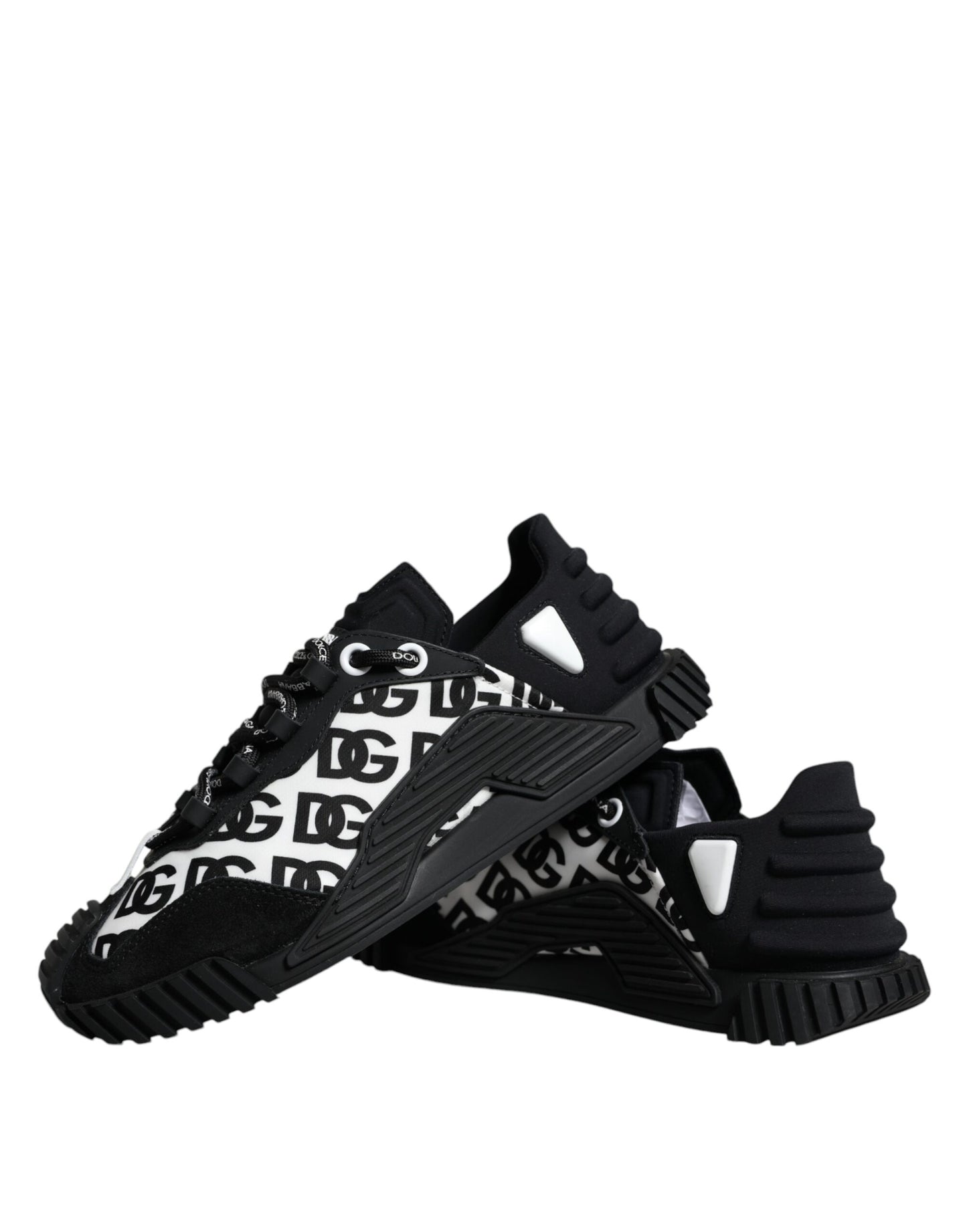 Dolce &amp; Gabbana Black Logo Lace Up Low Top NS1 Sneakers Shoes