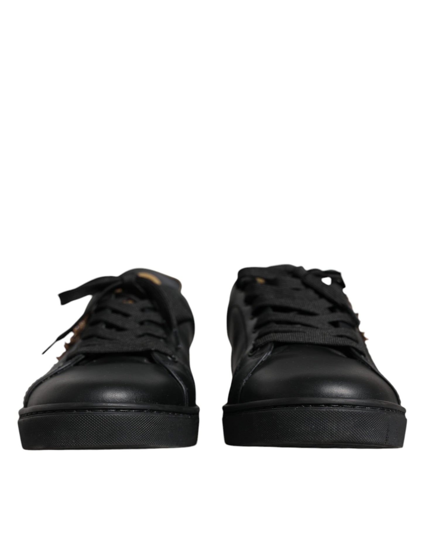 Dolce &amp; Gabbana Black Leather Heart Low Top Casual Sneaker Shoes