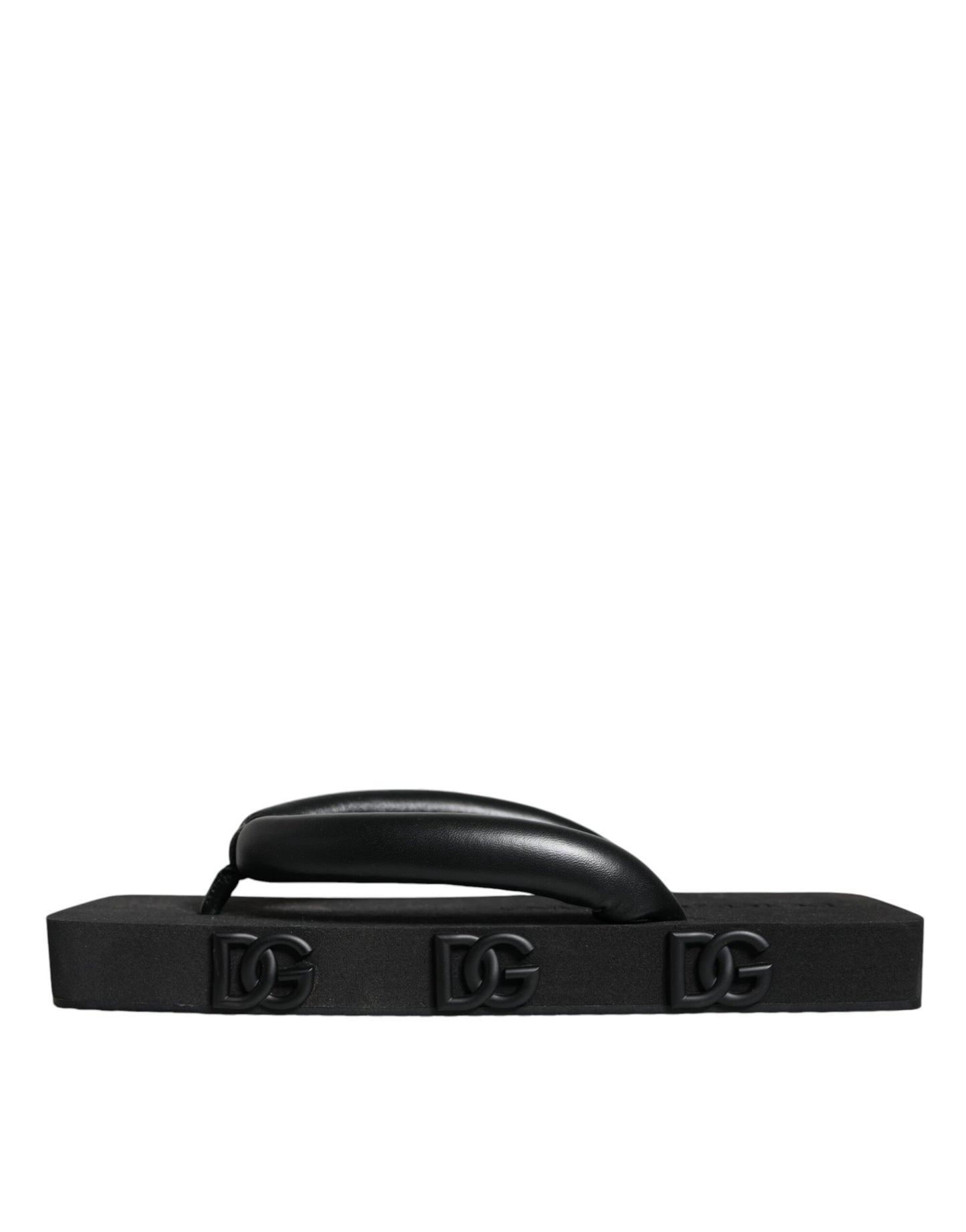 Dolce & Gabbana Black Rubber Flip Flops Slide Sandals Shoes