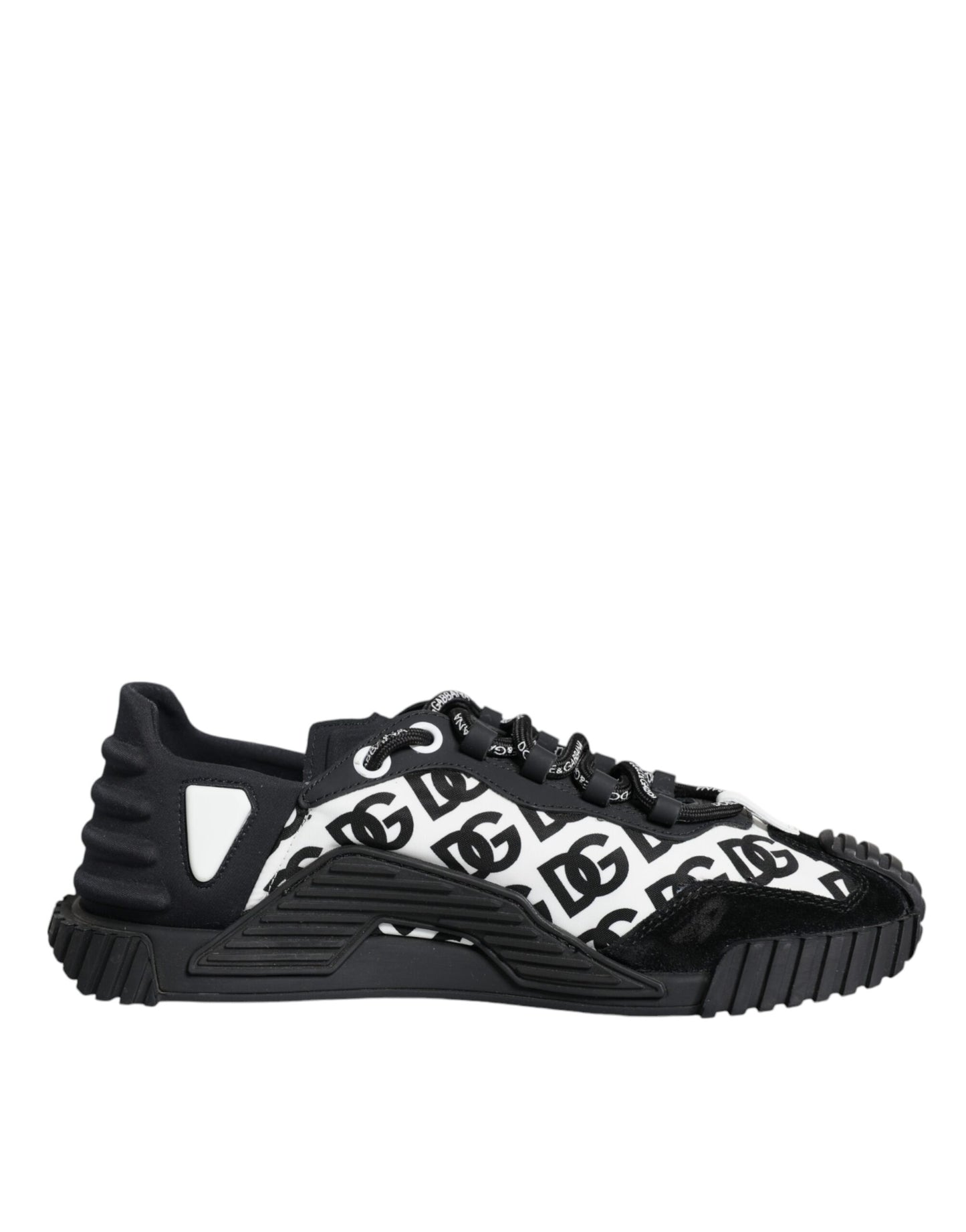 Dolce &amp; Gabbana Black Logo Lace Up Low Top NS1 Sneakers Shoes