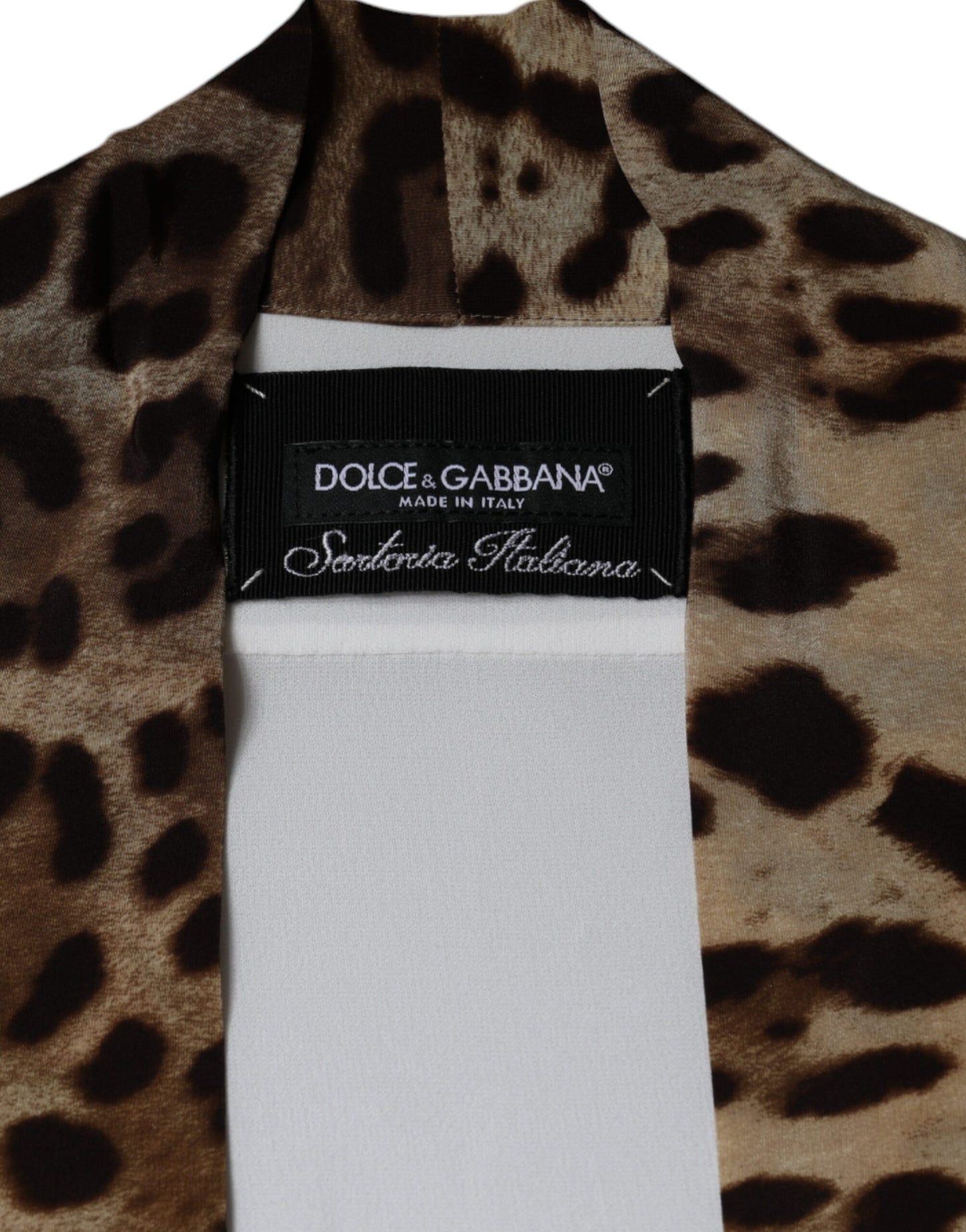 Dolce &amp; Gabbana White Ascot Collar Long Sleeve Top Blouse