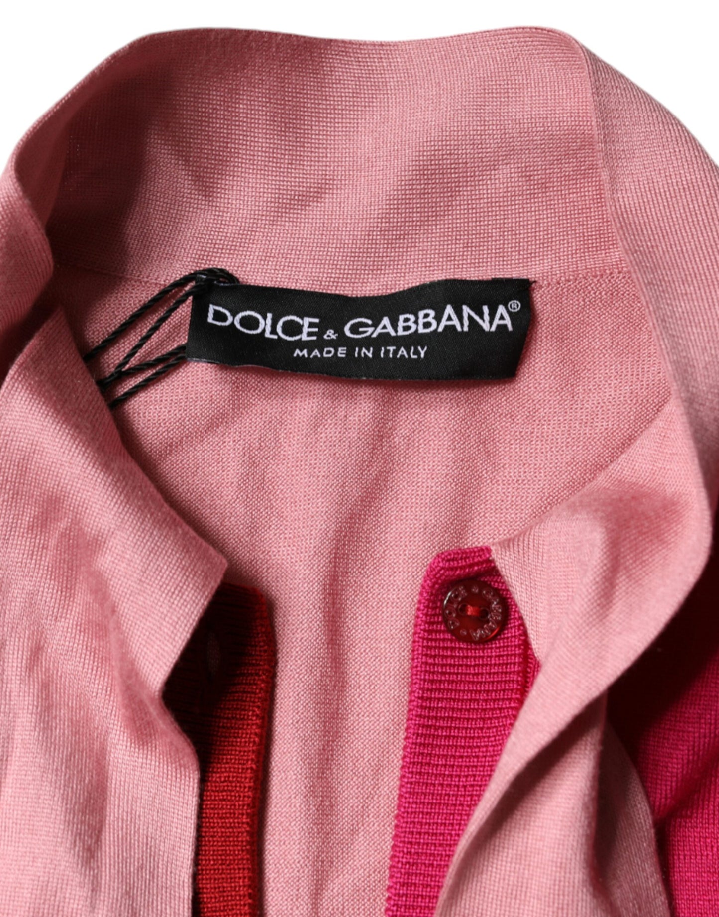 Dolce &amp; Gabbana Pink Short Sleeves Pullover Ascot Collar Top