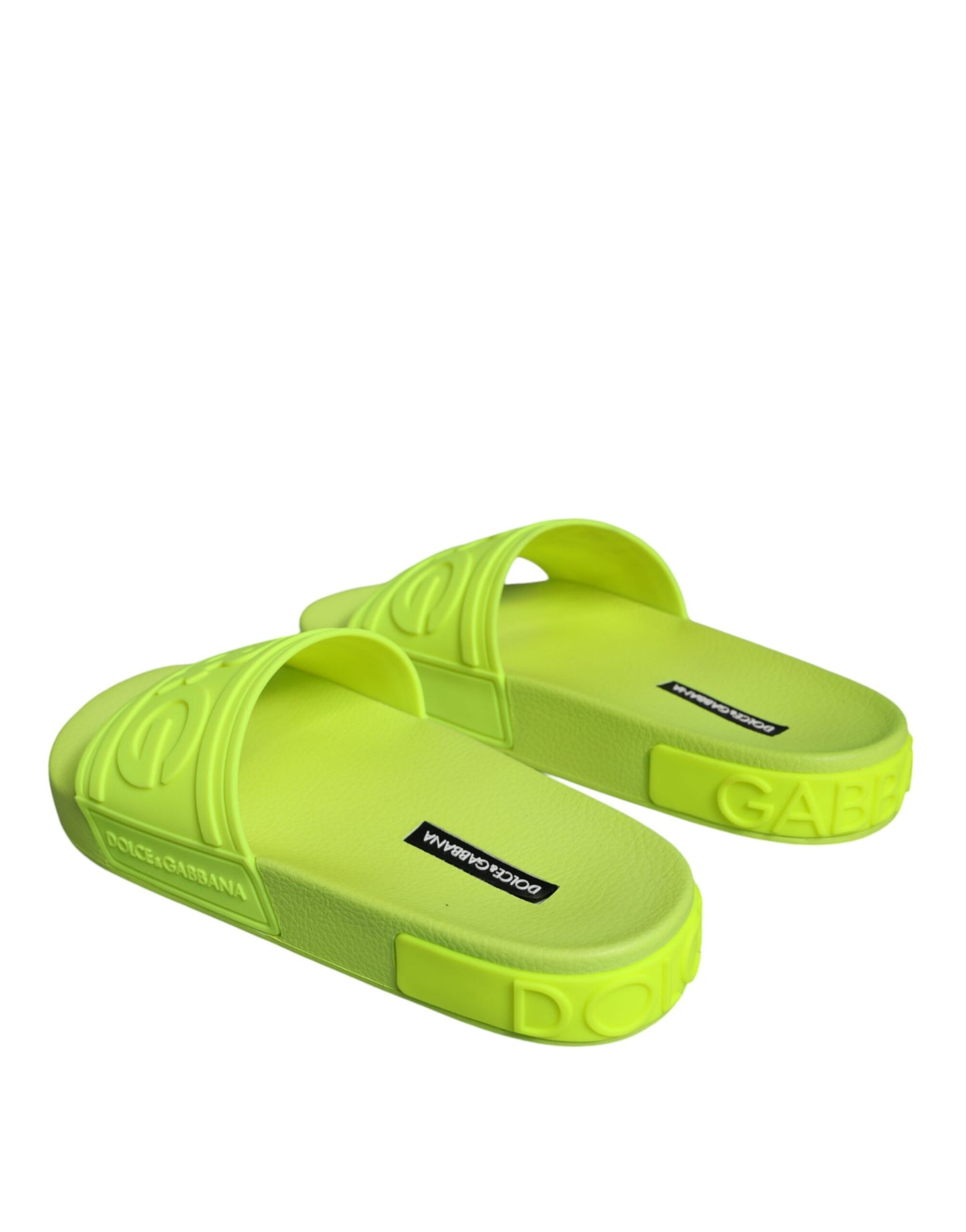 Dolce &amp; Gabbana Green Rubber Slides Sandals Beachwear Shoes