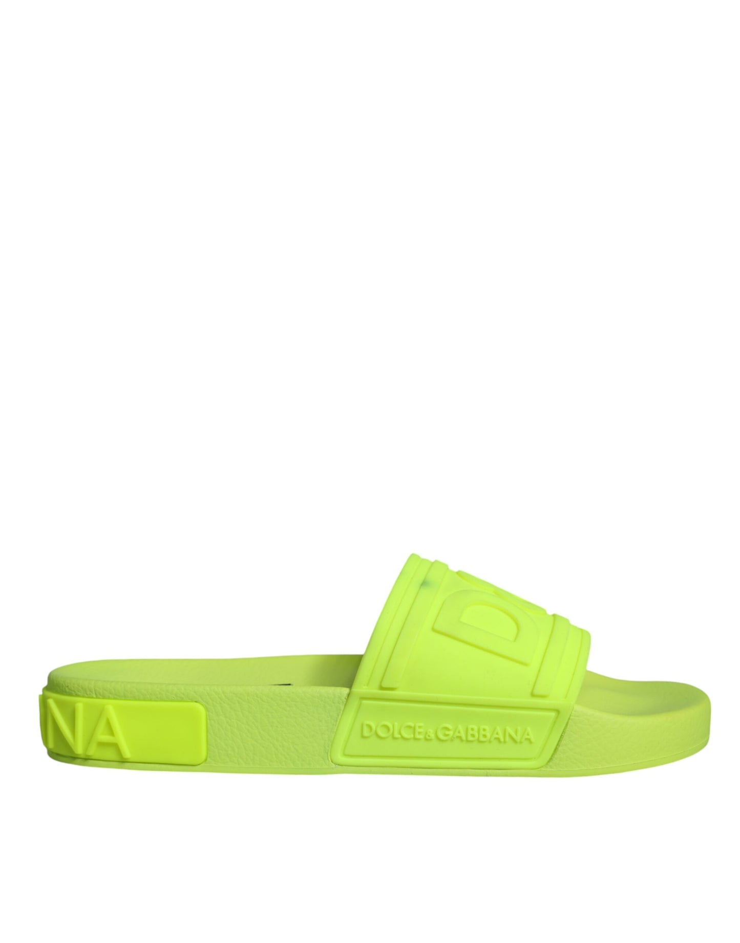 Dolce &amp; Gabbana Green Rubber Slides Sandals Beachwear Shoes