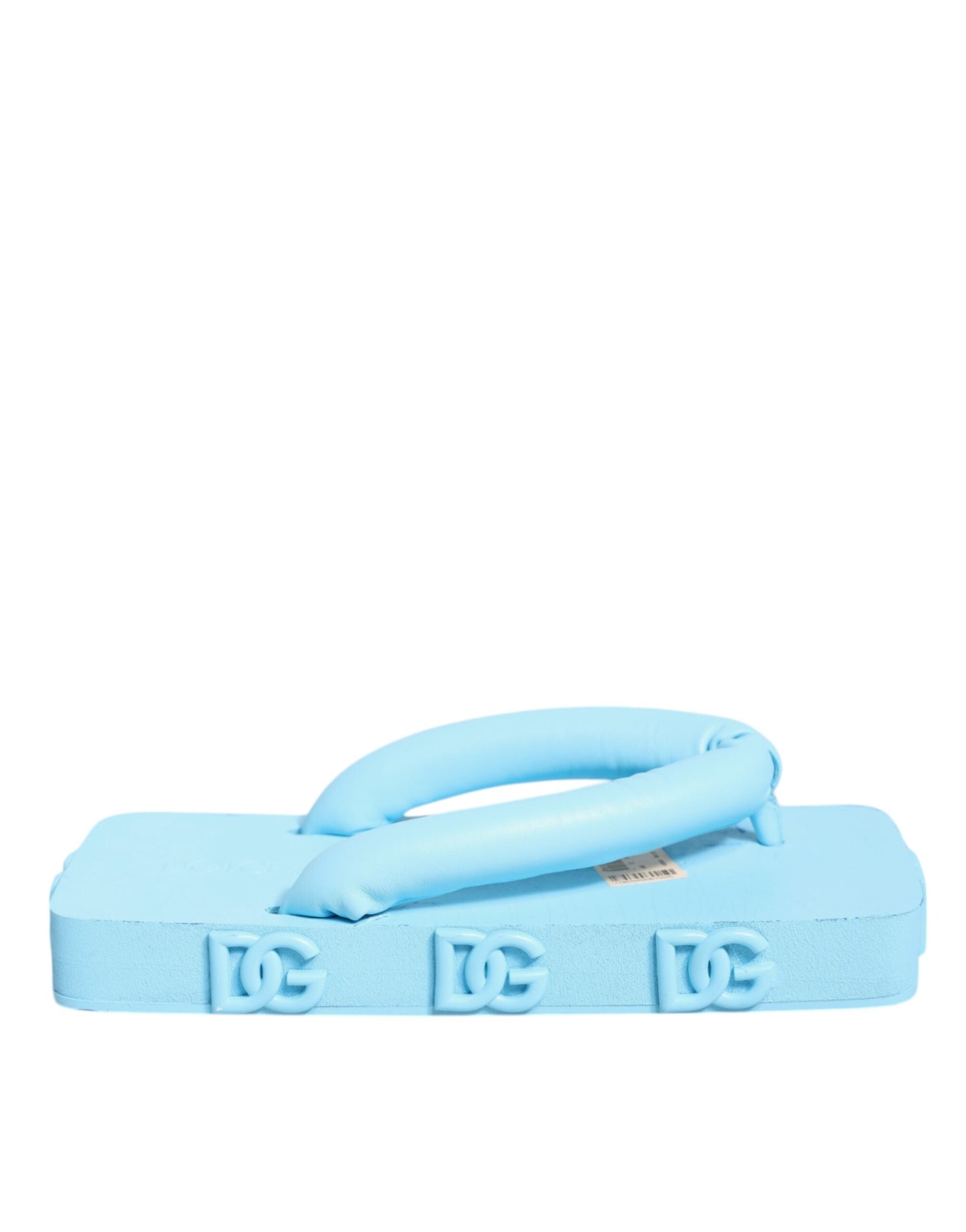 Dolce &amp; Gabbana Light Blue Rubber Slides Flats Sandals Shoes