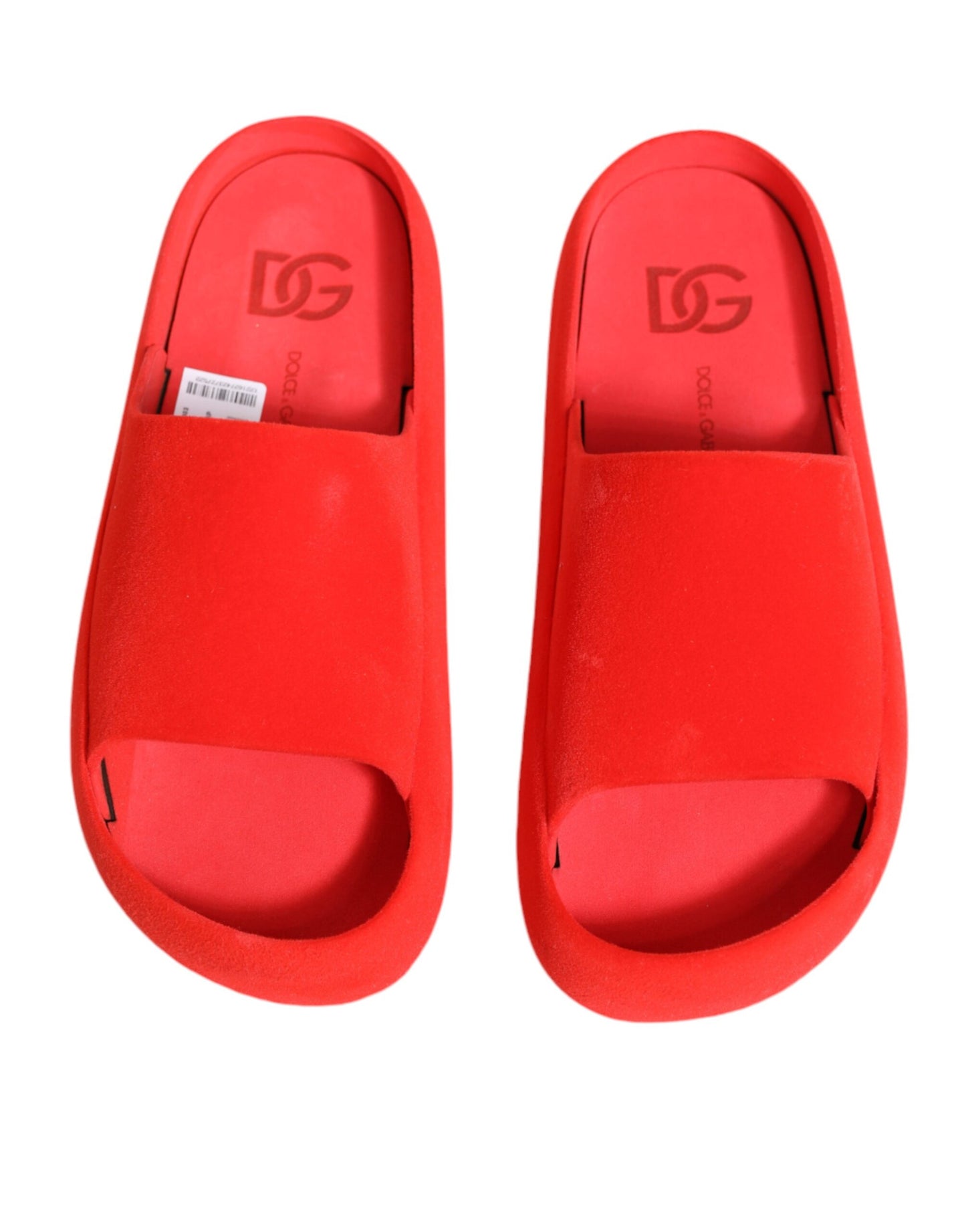 Dolce &amp; Gabbana Red Rubber Slides Sandals Beachwear Shoes