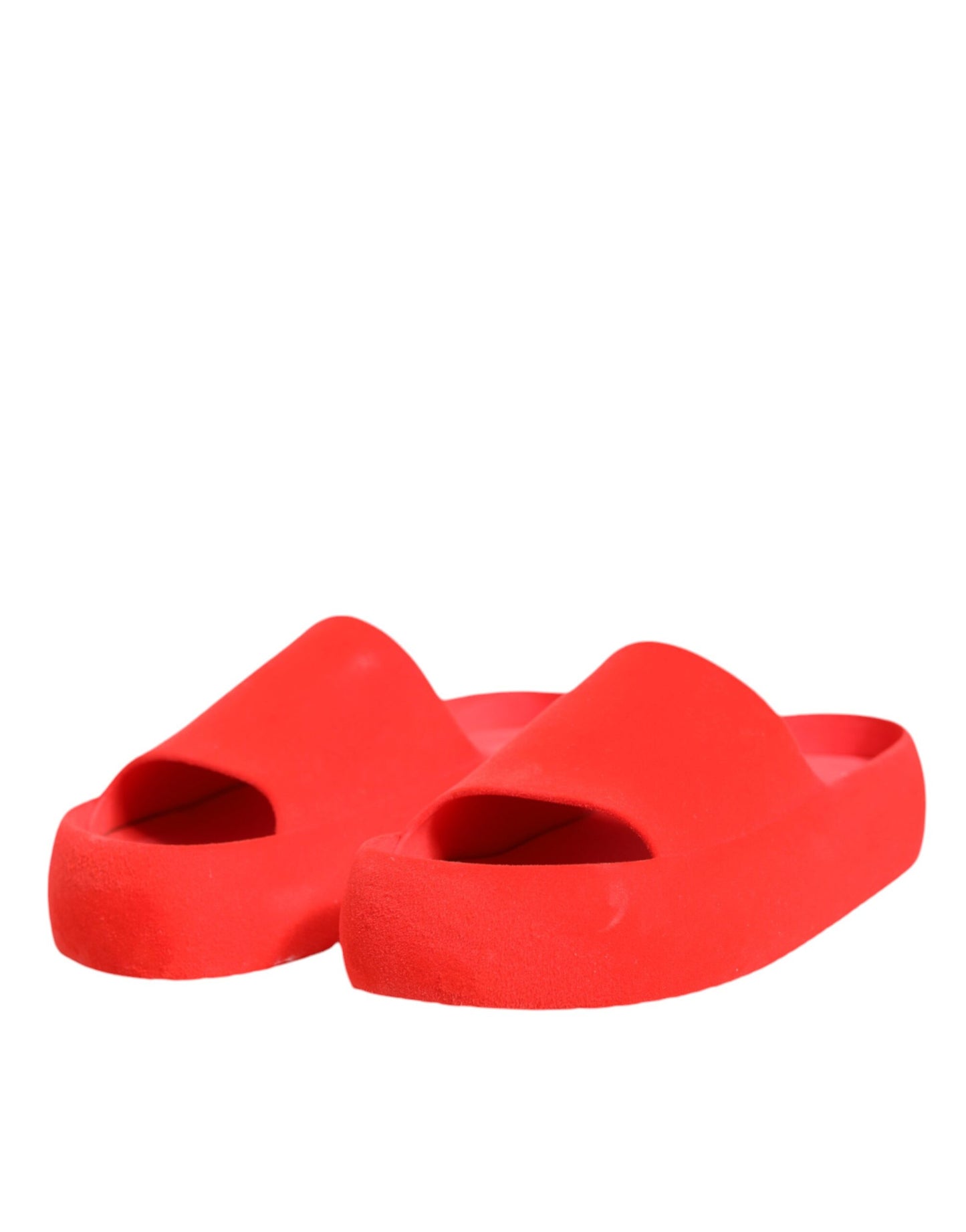 Dolce &amp; Gabbana Red Rubber Slides Sandals Beachwear Shoes