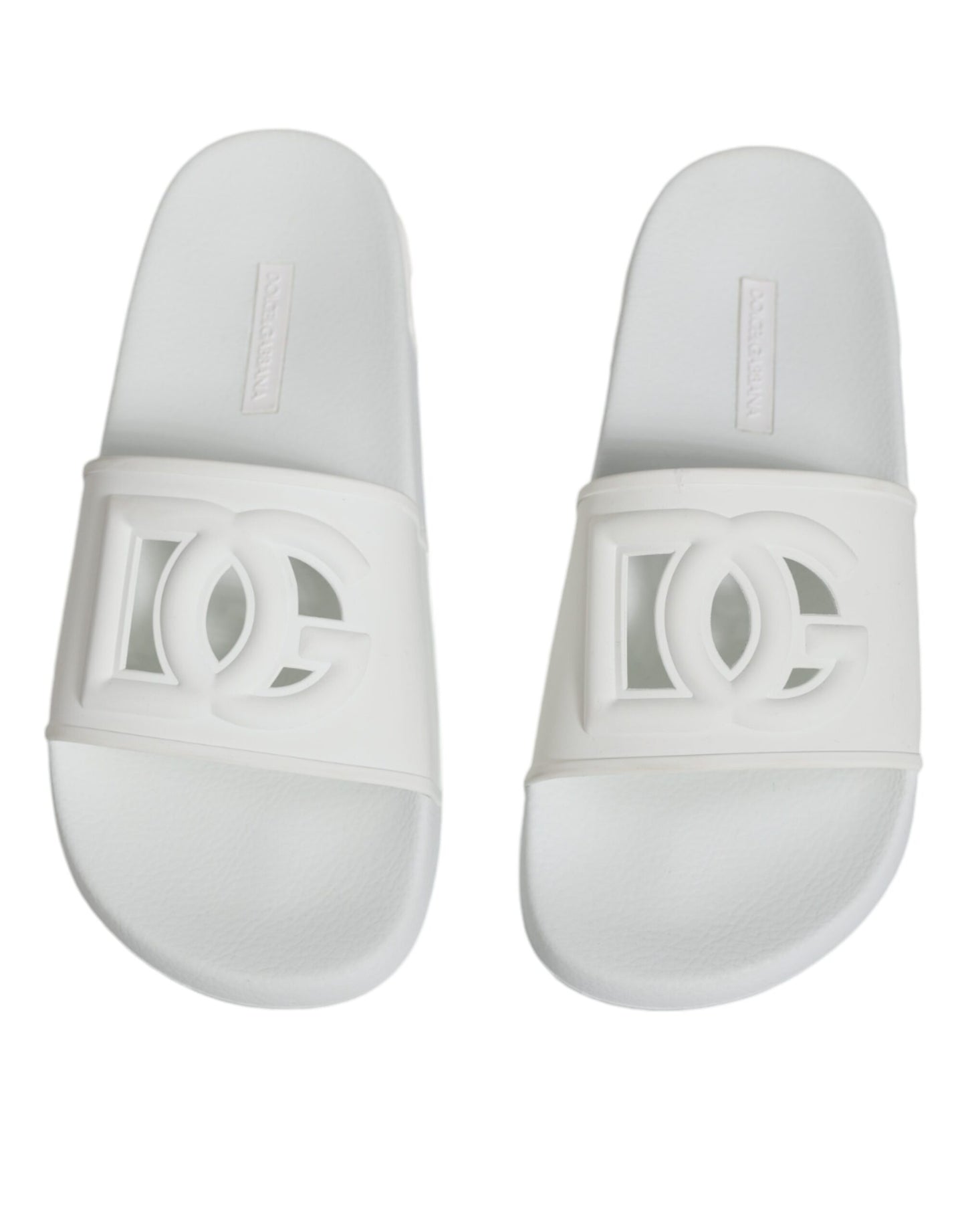 Dolce &amp; Gabbana White Rubber Slides Sandals Beachwear Shoes