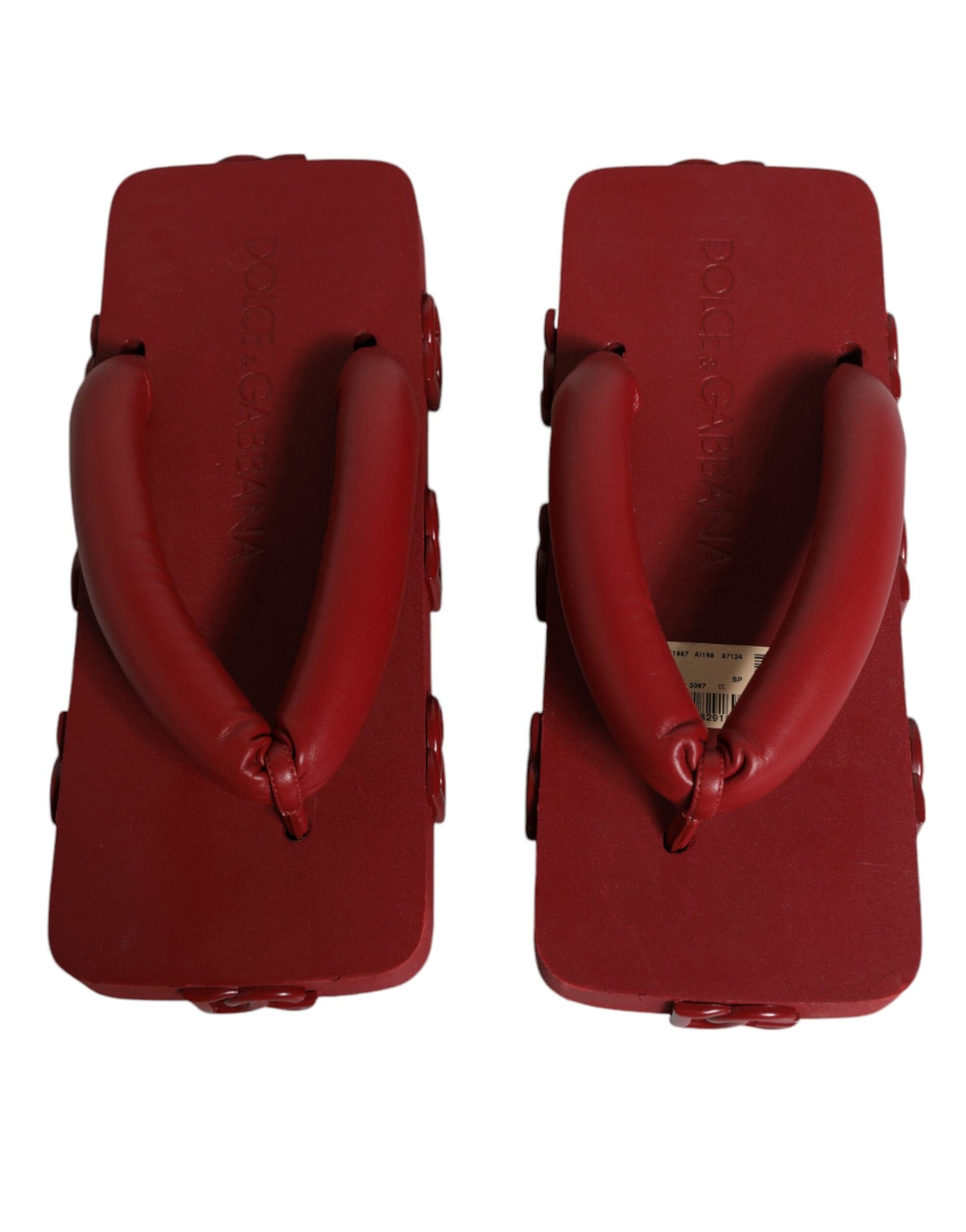 Dolce &amp; Gabbana Red Rubber Slides Sandals Flip Flops Shoes