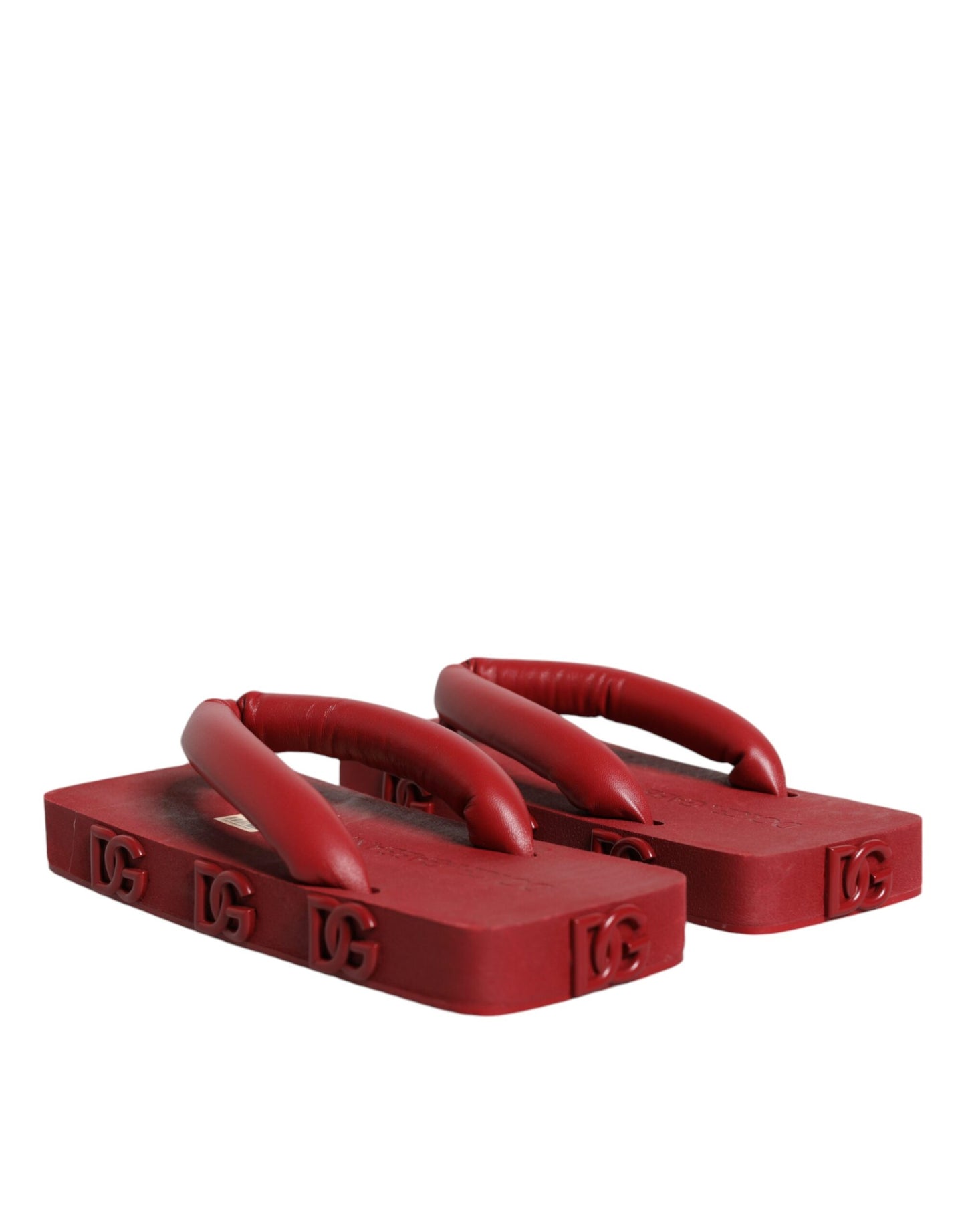 Dolce &amp; Gabbana Red Rubber Slides Sandals Flip Flops Shoes