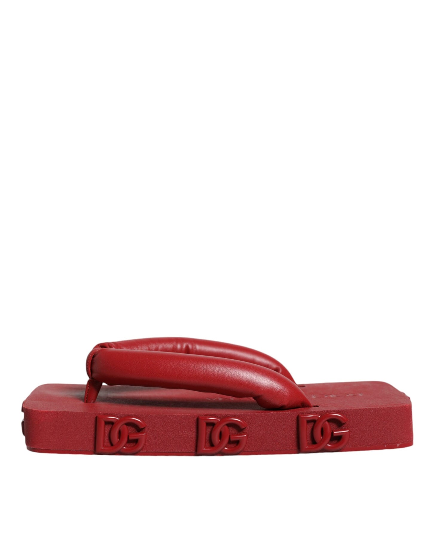 Dolce &amp; Gabbana Red Rubber Slides Sandals Flip Flops Shoes