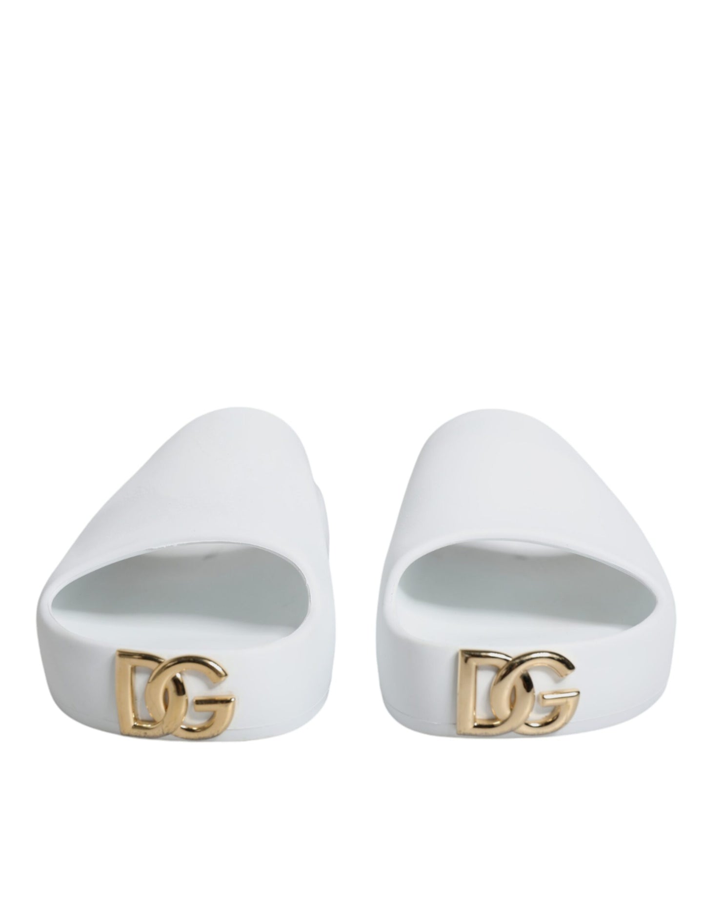 Dolce &amp; Gabbana White Rubber Slides Sandals Beachwear Shoes