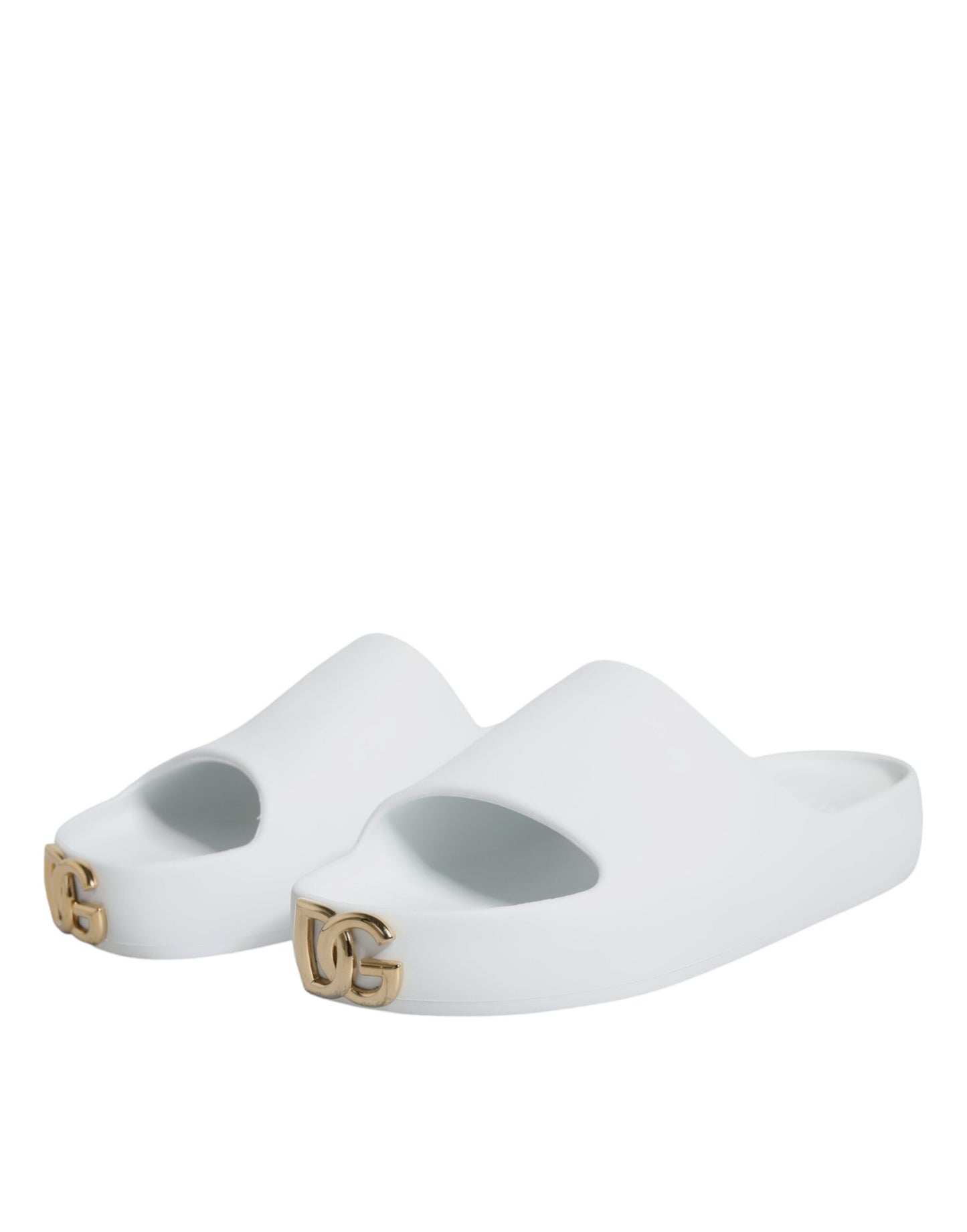 Dolce &amp; Gabbana White Rubber Slides Sandals Beachwear Shoes