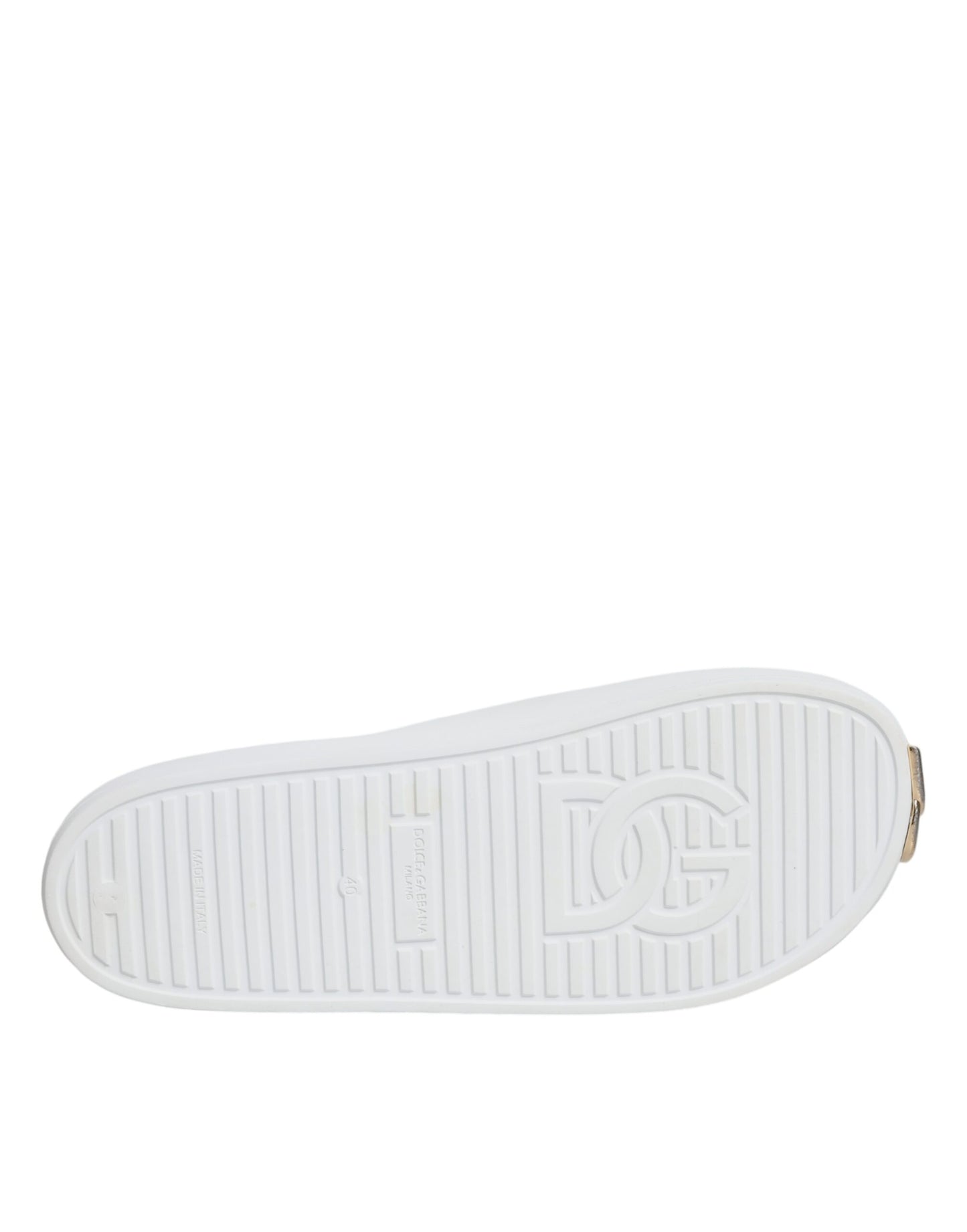 Dolce &amp; Gabbana White Rubber Slides Sandals Beachwear Shoes